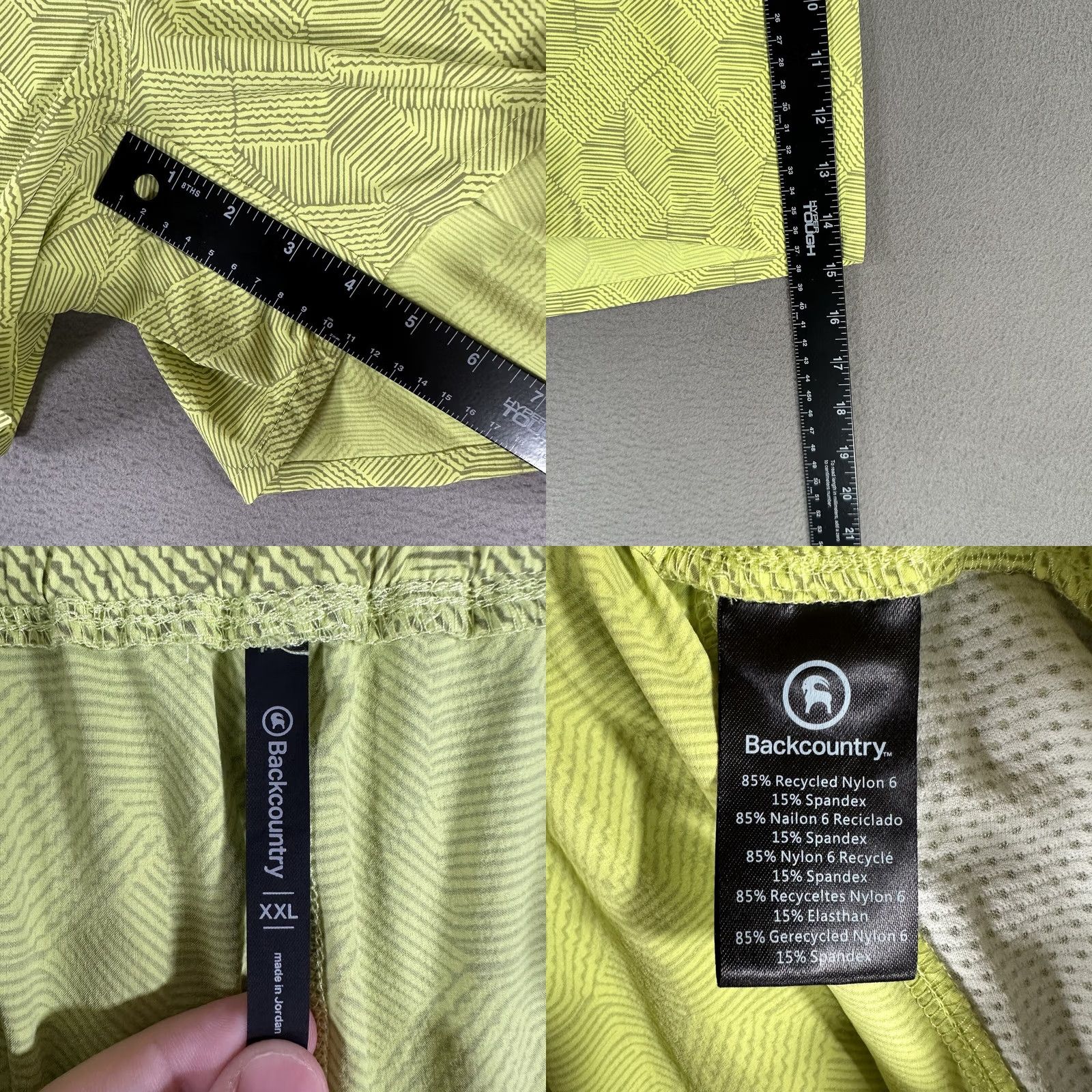 Vintage Backcountry Pecos Shorts Swim Mens 2XL Neon Yellow Geometric Drawstring Water Size US 39 - 8 Thumbnail