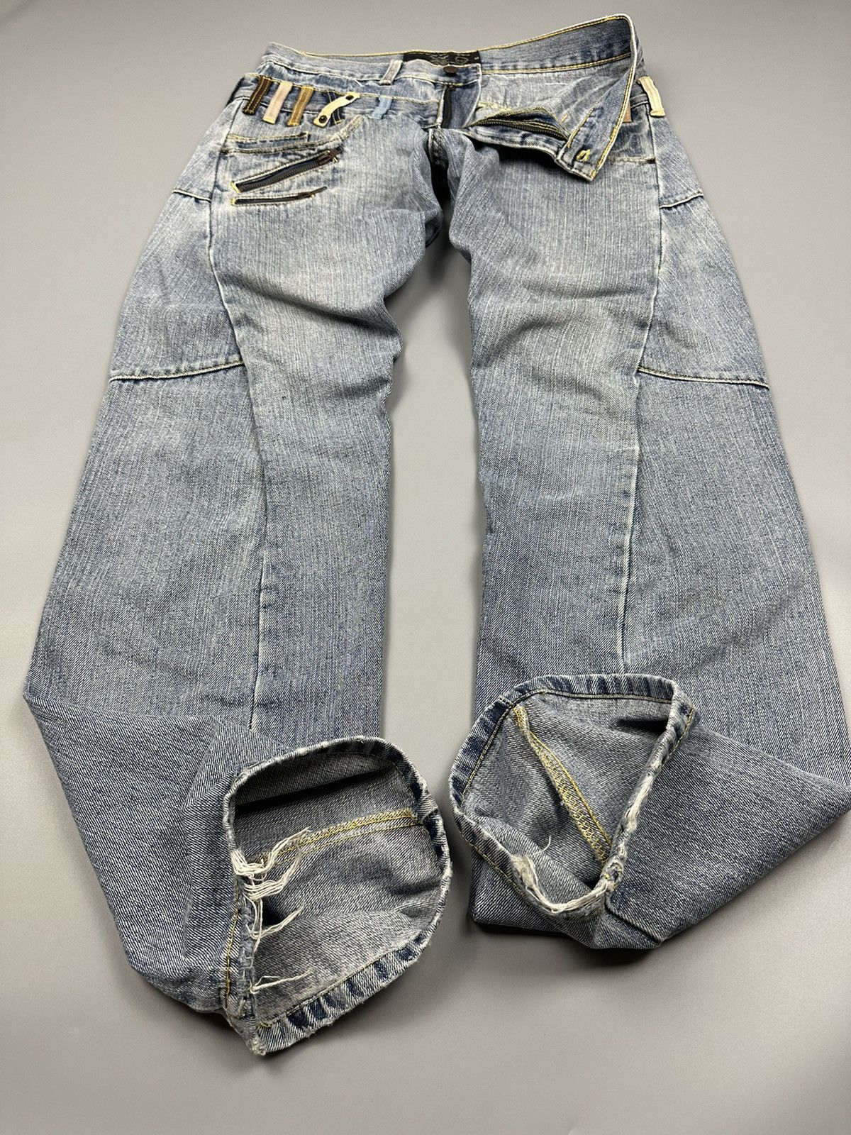 Japanese Brand BRTHBreath Mint Double Waist Twist Leg Zipper Jeans Size US 33 - 5 Thumbnail