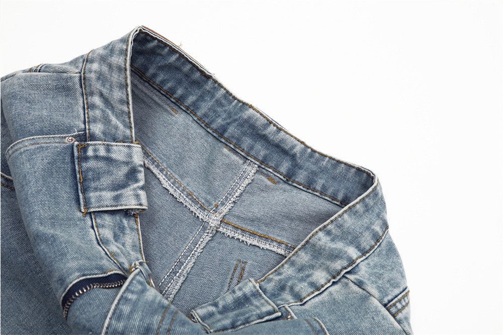 Jean Punk men's street patchwork workwear distressed washed jeans Size US 32 / EU 48 - 4 Thumbnail
