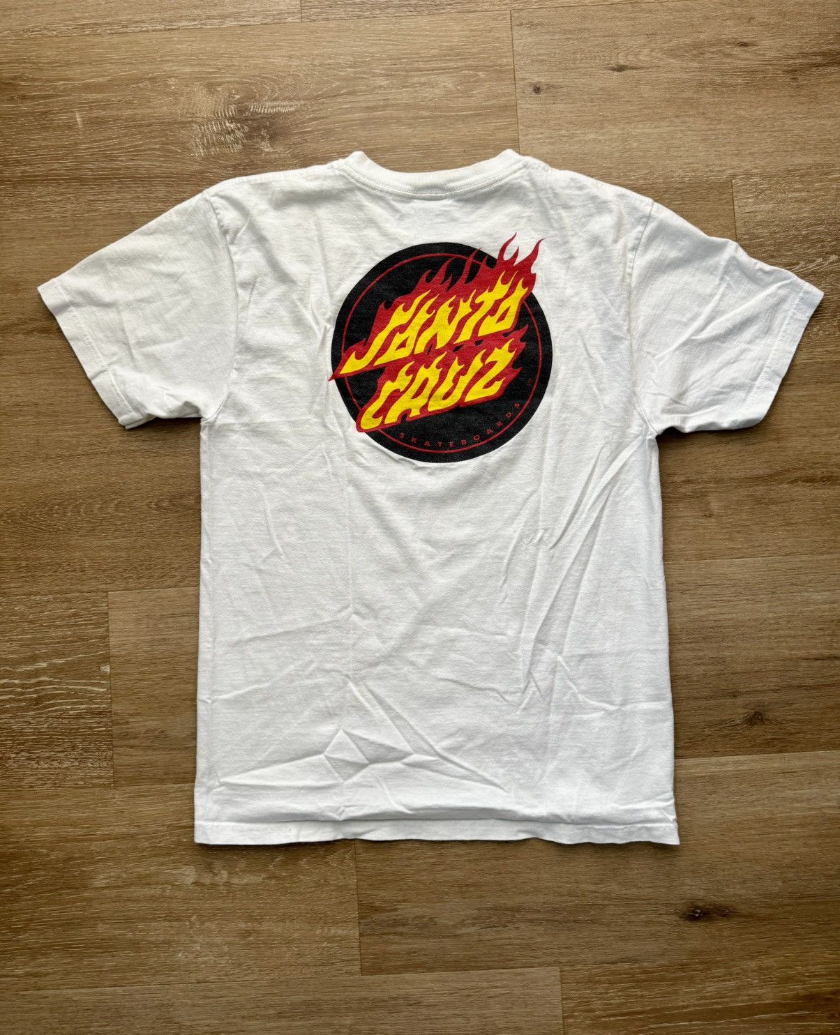 Santa Cruz Skateboards × Vintage Flaming Logo SANTA CRUZ Double Sided Skate Tshirt Medium Size US M / EU 48-50 / 2 - 1 Thumbnail