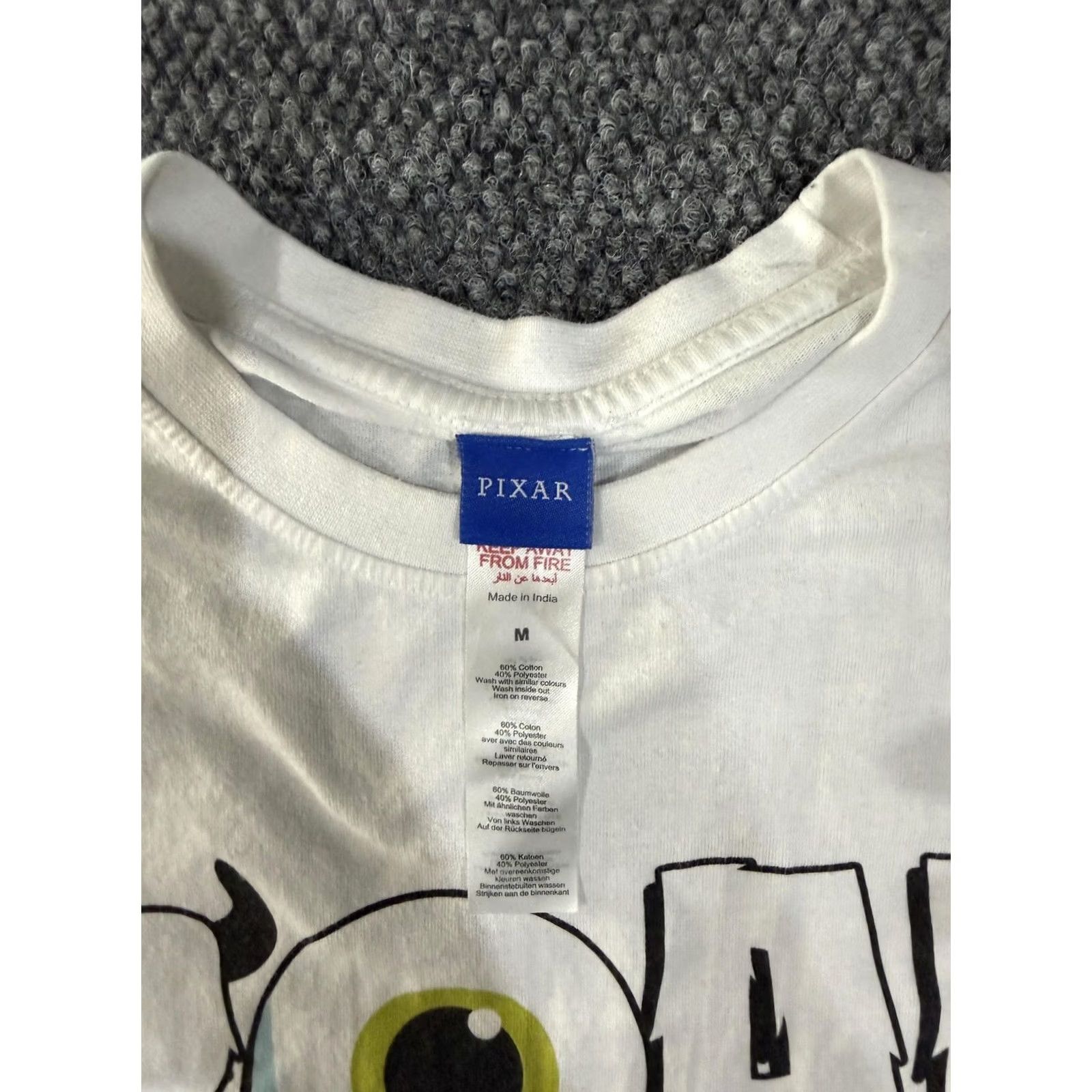 Disney Disney Pixar Monsters Inc Shirt Mens M White Graphic Tee Sulley Mike Wazowski Front Print Crew Neck Short Sleeve Cotton Polyester Jersey Tee Size US M / EU 48-50 / 2 - 5 Thumbnail