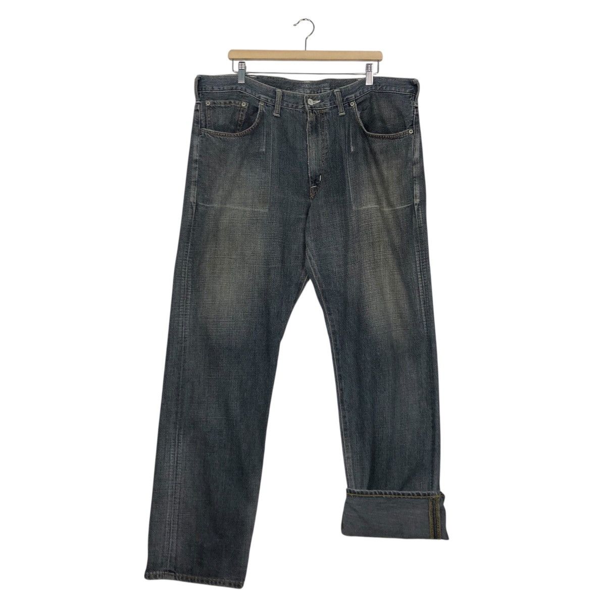 Japanese Brand Edwin Dark Wash Straight Leg Jeans Faded Denim Workwear Size US 40 / EU 56 - 16 Thumbnail