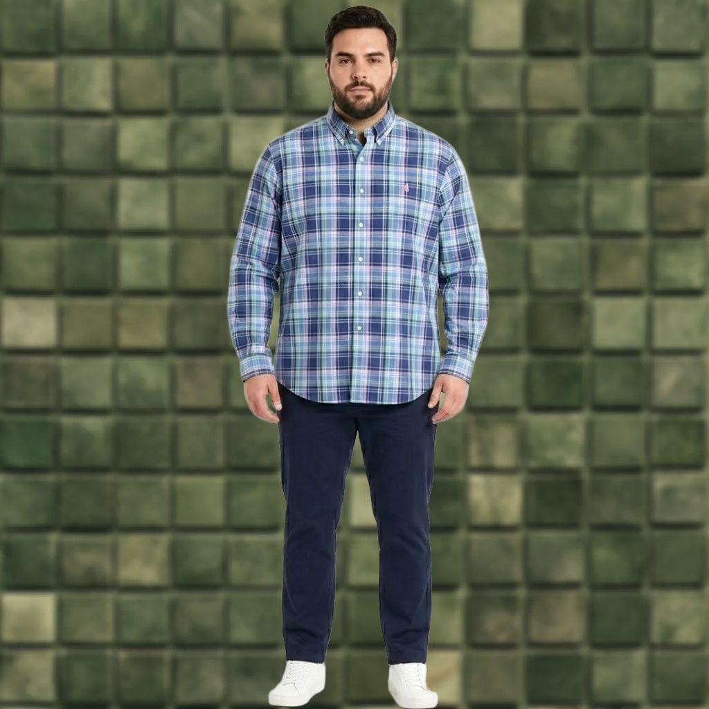 Polo Ralph Lauren VINTAGE Polo Ralph Lauren Performance Shirt Mens 3XB Plaid Long Sleeve Nylon Blend Big Size US XXL / EU 58 / 5 - 1 Thumbnail