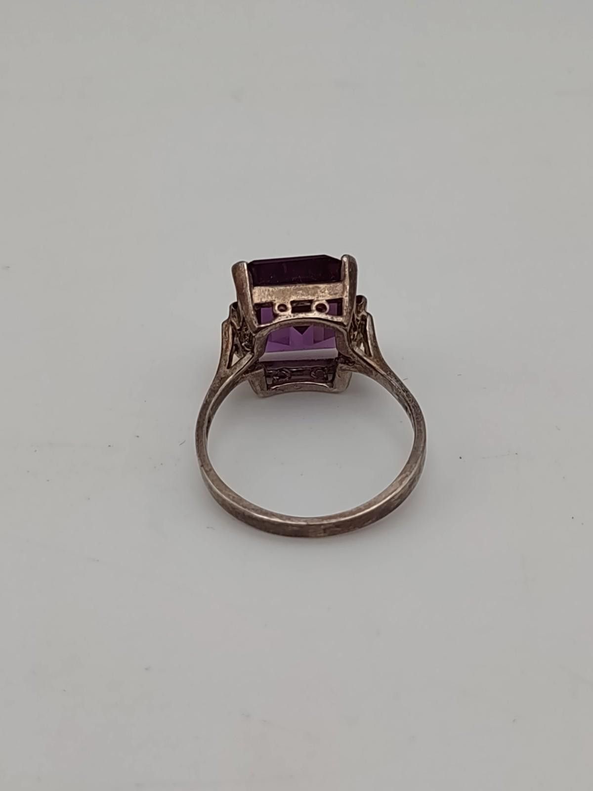 The Unbranded Brand Art Deco Style Sterling Purple CZ Ring Size 10 Size ONE SIZE - 3 Thumbnail