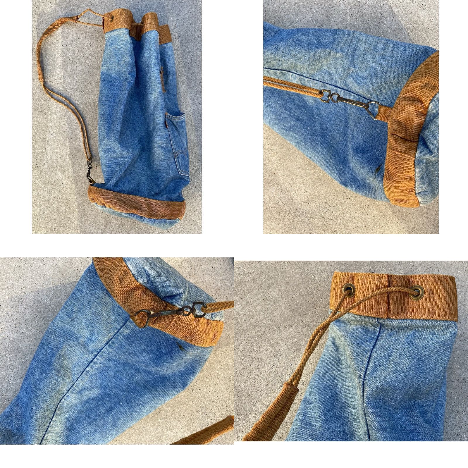 Denime VINTAGE Levi’s Orange Tab Denim Drawstring Sling Bag Shoulder Bag Worn Levis Size ONE SIZE - 9 Thumbnail
