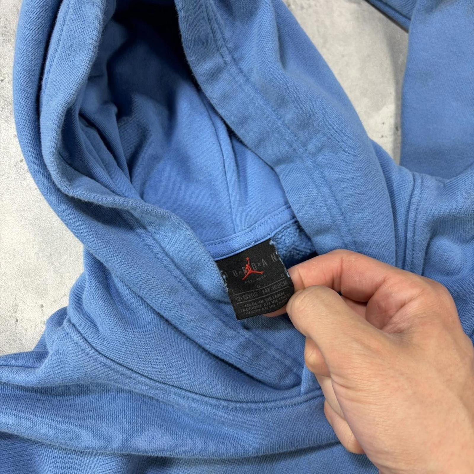 Jordan Brand Y2K Light Blue Jordan Faded Distressed Boxy Hoodie Size XS / US 0-2 / IT 36-38 - 6 Thumbnail