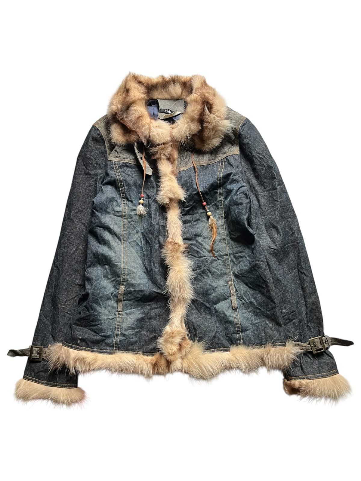 Isamu Katayama Backlash 2000s L arte raccoon fur denim jacket Size US M / EU 48-50 / 2 - 1 Thumbnail