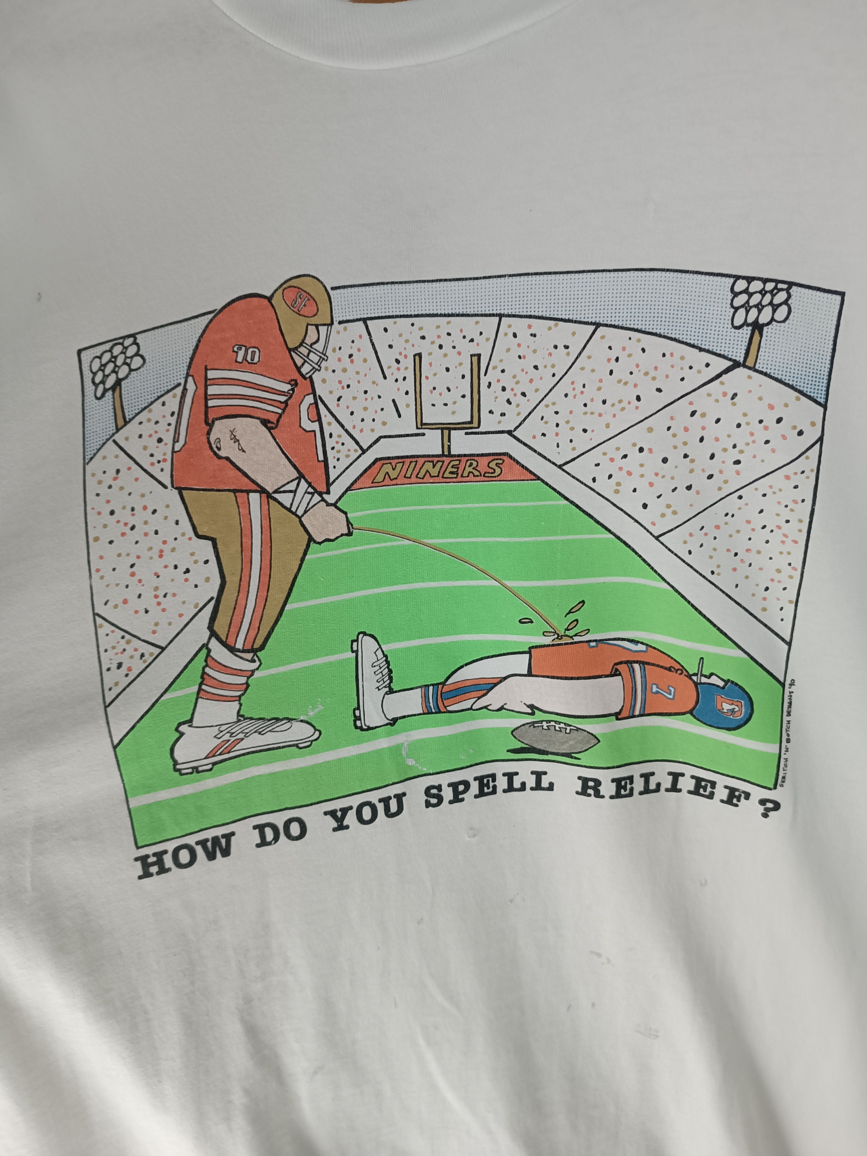 NFL THRASHED FADED VINTAGE 90'S NFL HOW YOU SPELL RELIEF FUNNY Size US XL / EU 56 / 4 - 7 Thumbnail