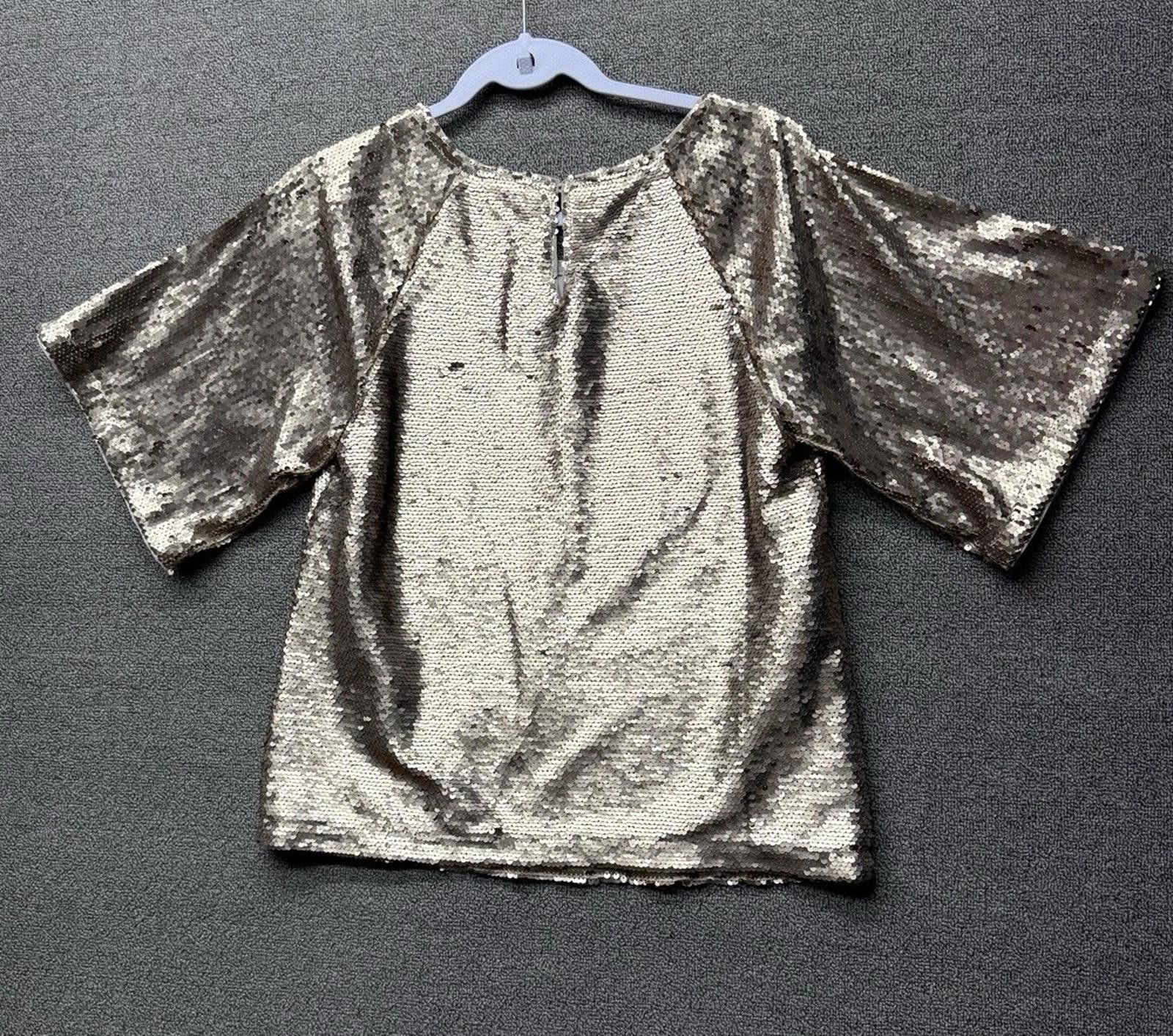 Other Skies Are Blue Women’s XS Champagne Sequin Short-Sleeve Top Size XS / US 0-2 / IT 36-38 - 2 Thumbnail