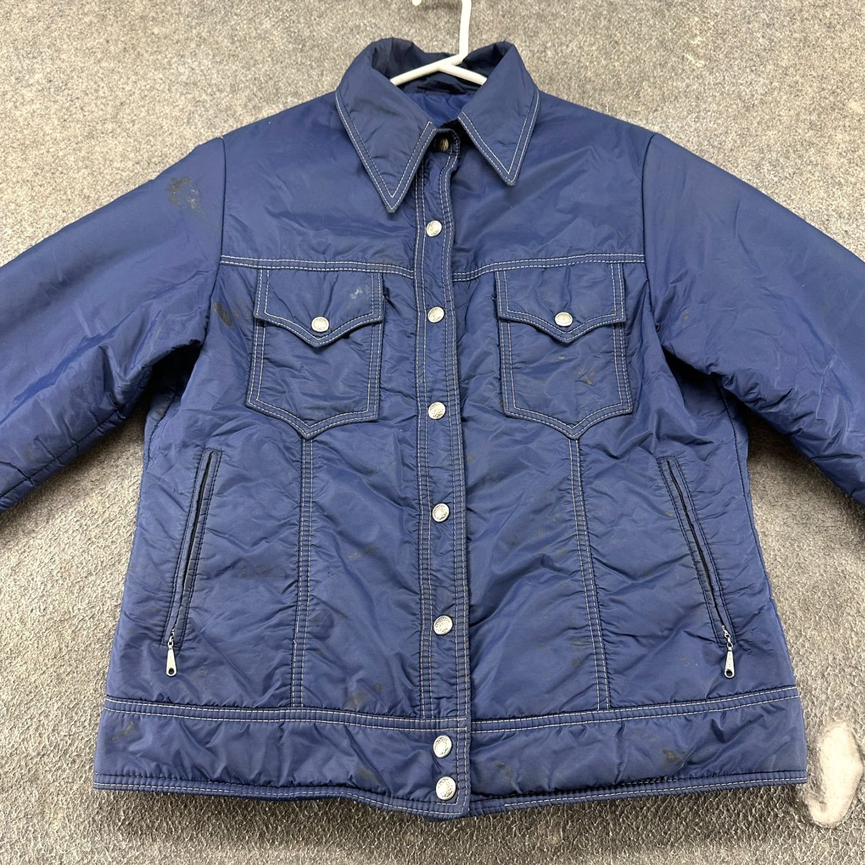 Vintage VINTAGE Black Bear Jacket Womens L Blue Navy Puffer Trucker Down Snap Talon 70s Size L / US 10 / IT 46 - 3 Thumbnail