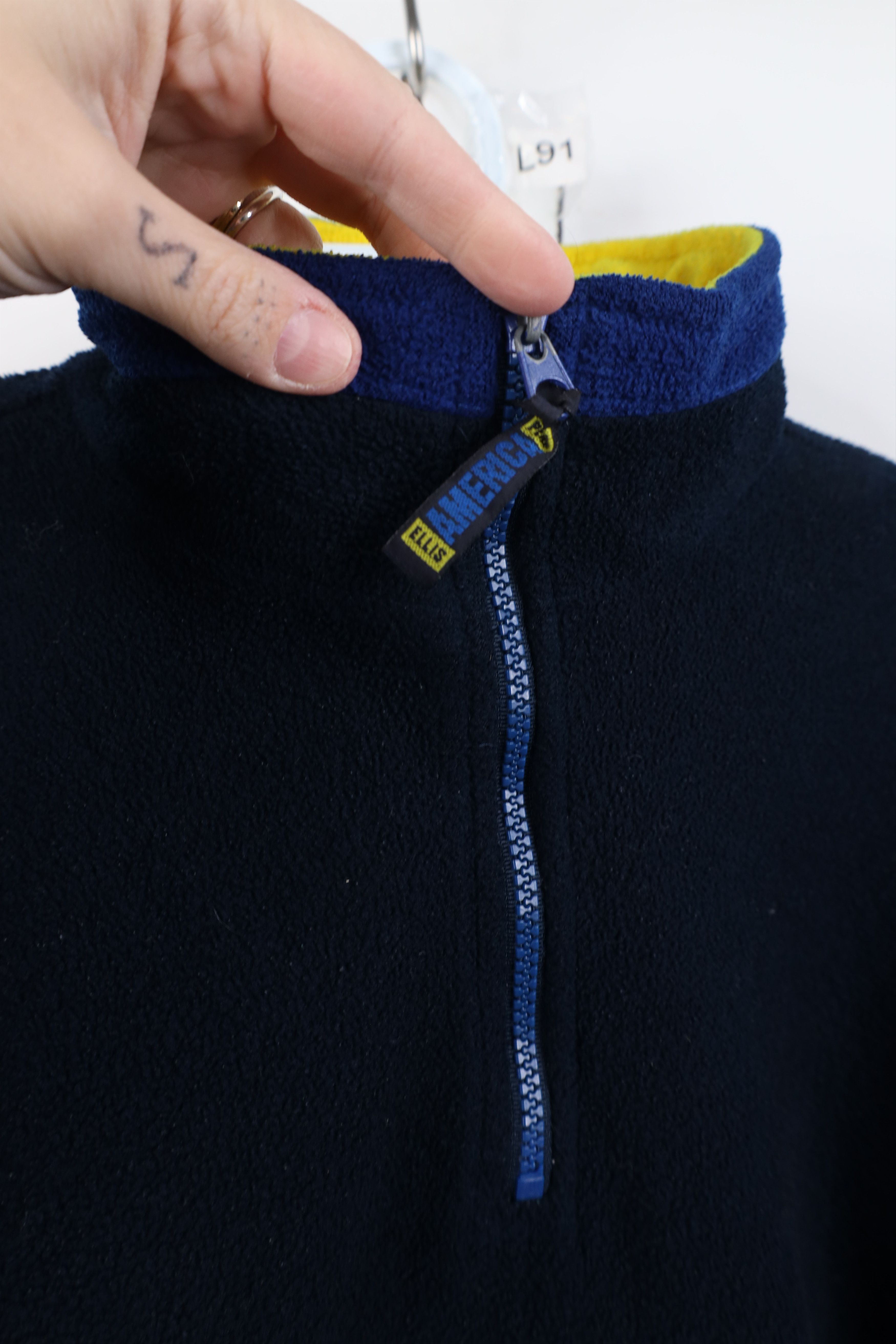 Vintage Vintage 90s Perry Ellis Flag 1/4 Half Zip Fleece Sweater Size US L / EU 52-54 / 3 - 7 Thumbnail