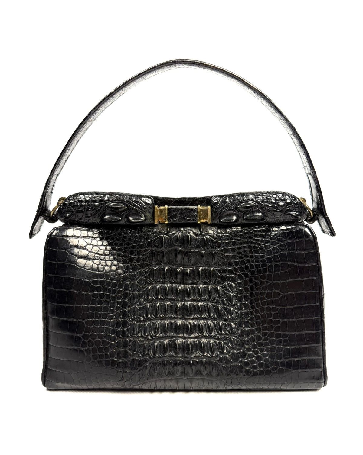 Vintage 1950-60s Genuine Crocodile Hornback Frame Top Handbag Exotic Size ONE SIZE - 1 Thumbnail