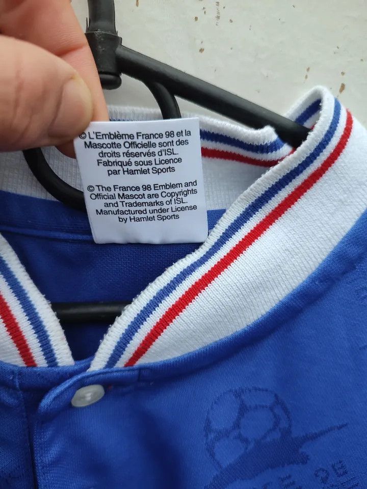 Vintage FRANCE 98 OFFICIAL LICENCED BLUE FOOTBALL SHIRT COUPE DU Size US XL / EU 56 / 4 - 5 Thumbnail