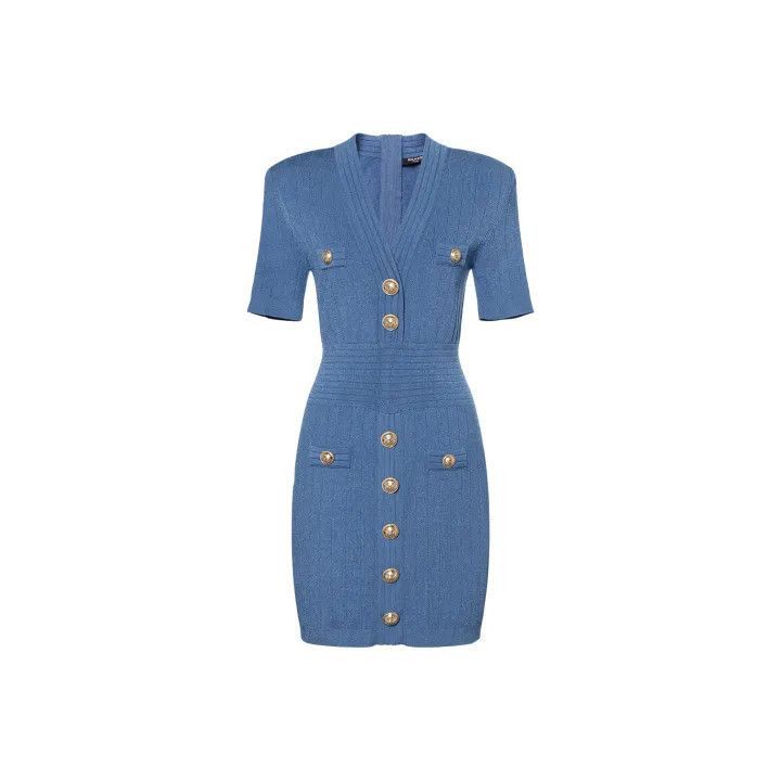 Balmain Balmain SS23 Short Sleeve Buttoned Dress -2507 Size M / US 6-8 / IT 42-44 - 1 Thumbnail