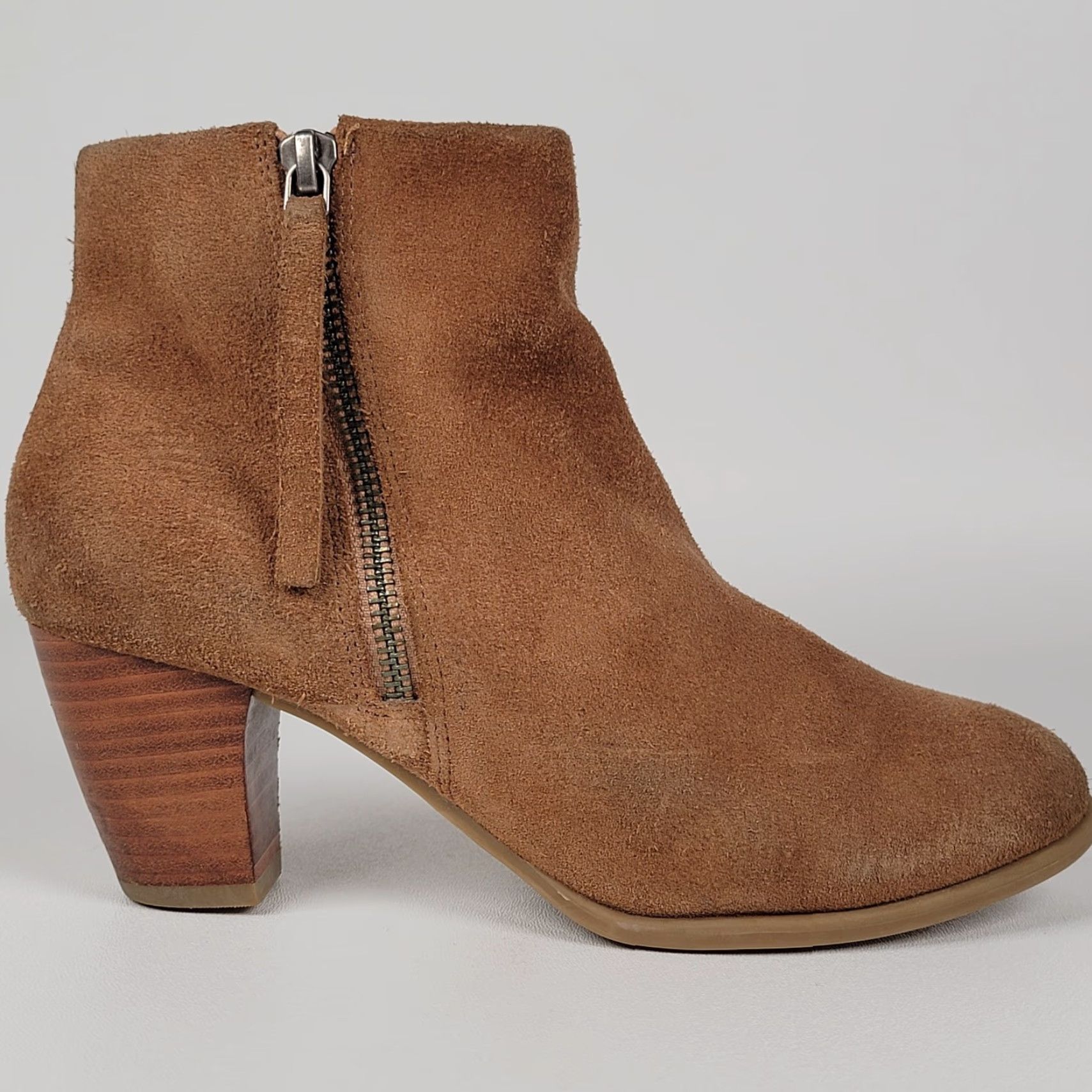 Camel Bass Women's Bridget Boots Size 6 Tan Camel Suede Block Heel Boho Comfy Bootie Size US 6 / IT 36 - 3 Thumbnail