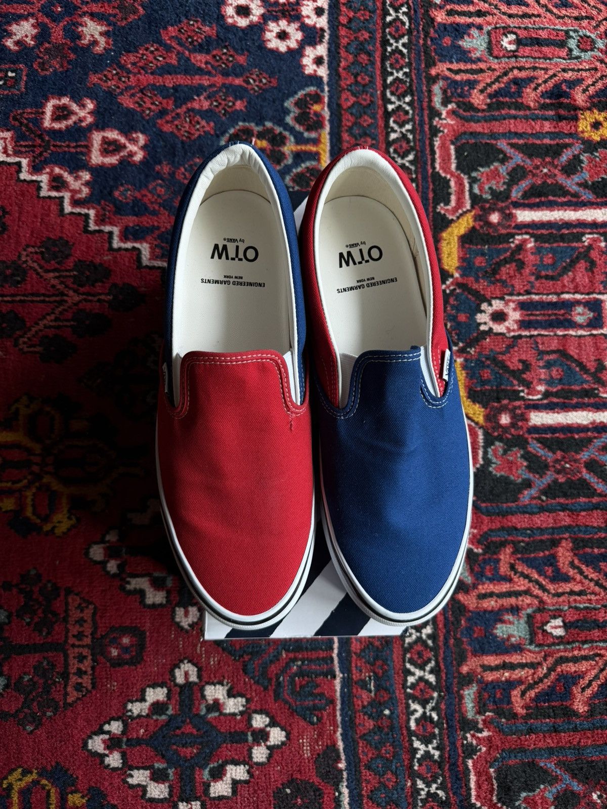 Engineered Garments × Vans OTW Classic Slip-On 98 in Red/Navy Size US 12 / EU 45 - 1 Thumbnail
