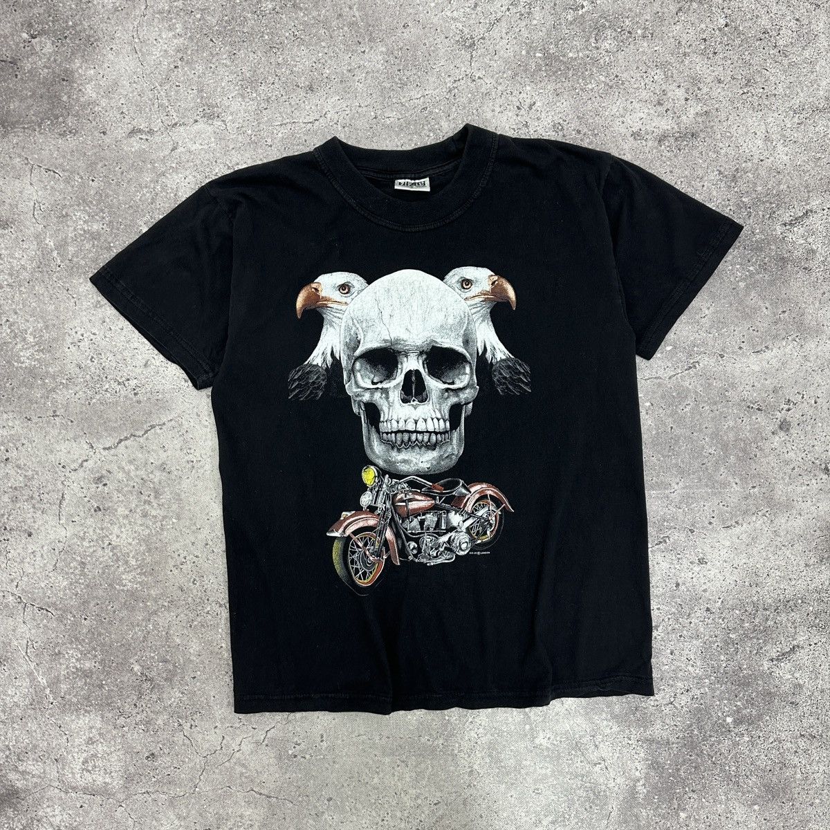 Vintage Vintage 90s Zip it London Skull Eagle Harley biker tee og Size US M / EU 48-50 / 2 - 1 Thumbnail