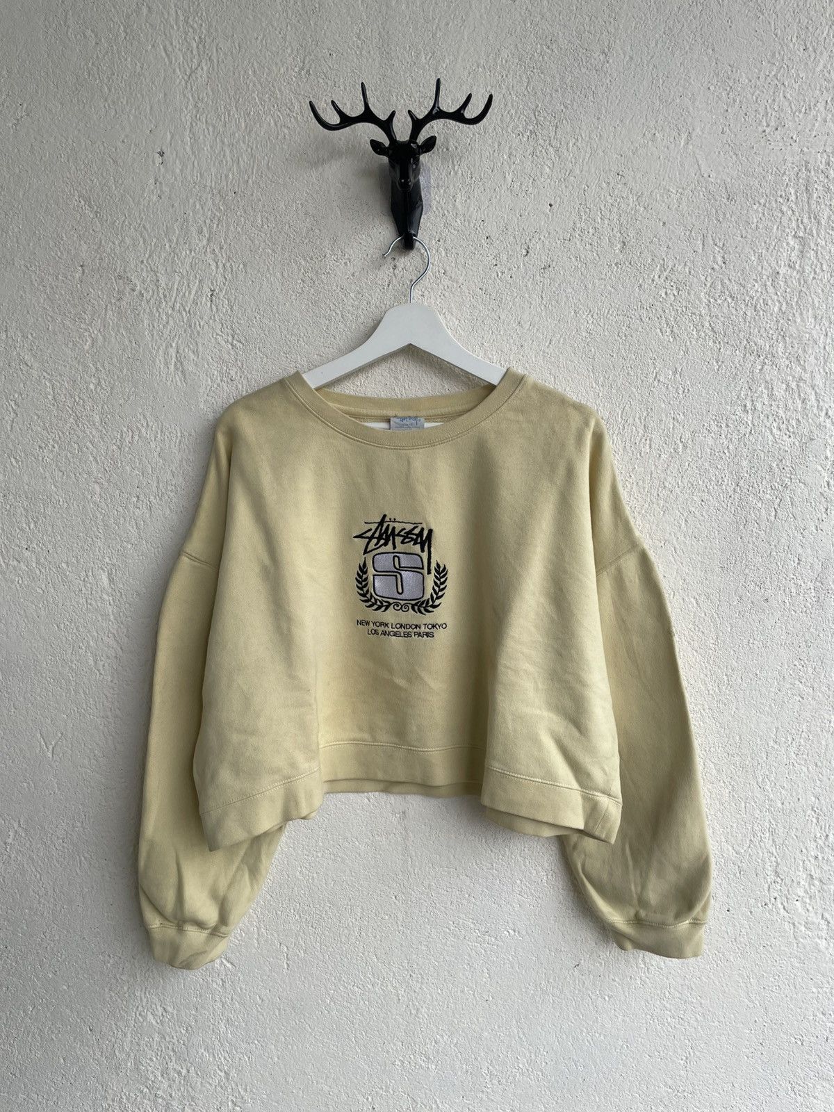 Stussy 00s Stussy Cropped Sweater Big Logo Y2K Miumiu CDG Hysteric Size XL / US 12-14 / IT 48-50 - 1 Thumbnail