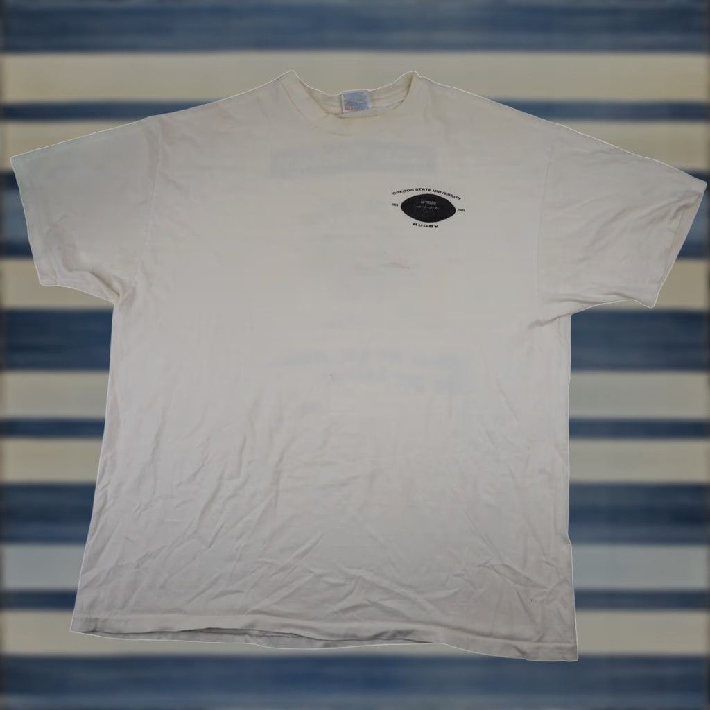 Vintage VINTAGE Oregon State Beavers OSU Rugby Mens XL Graphic T Shirt White Size US XL / EU 56 / 4 - 1 Thumbnail