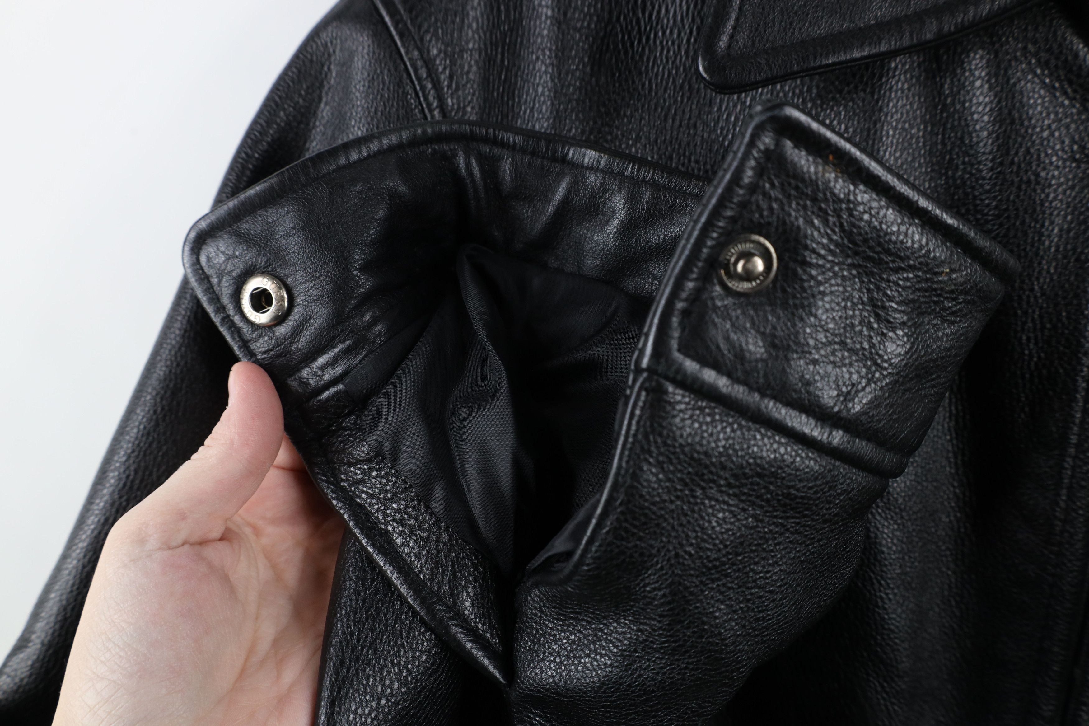 Guess × Vintage Vintage Y2K Guess Heavyweight Leather Collared Jacket Black Size US L / EU 52-54 / 3 - 7 Thumbnail