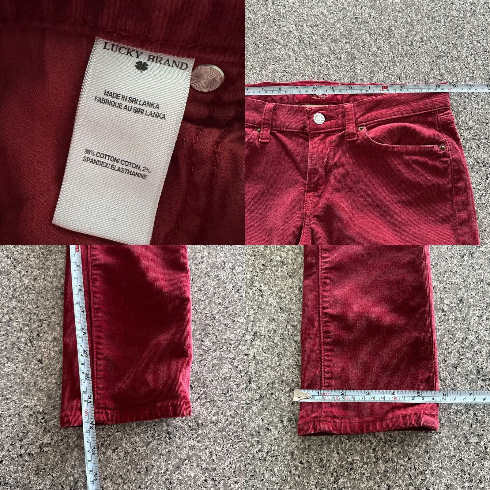 Lucky Brand Lucky Brand Jeans Women’s Skinny Corduroy 6 Red 28x32 Stretch Regular Size 28" / US 6 / IT 42 - 8 Thumbnail
