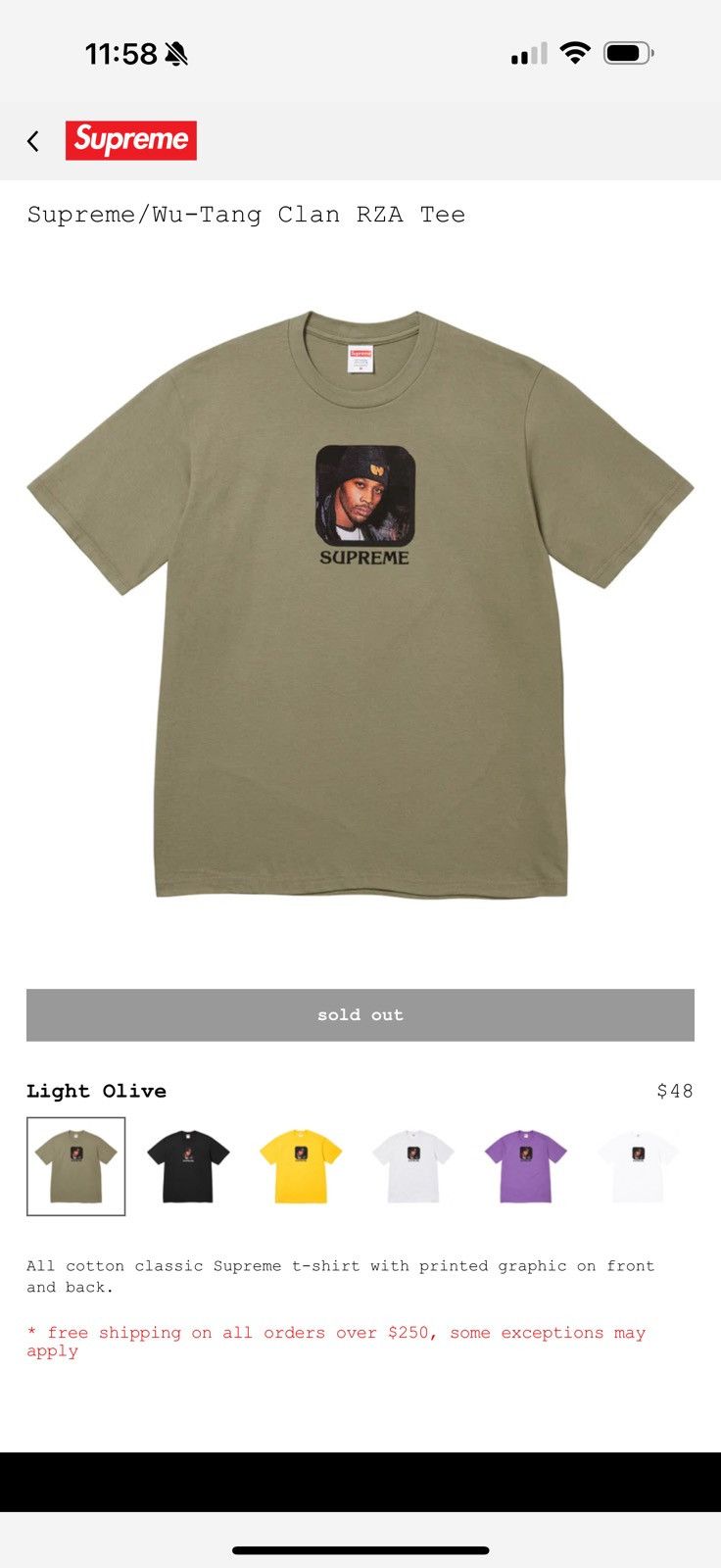 Supreme x Wu-Tang RZA Tee 