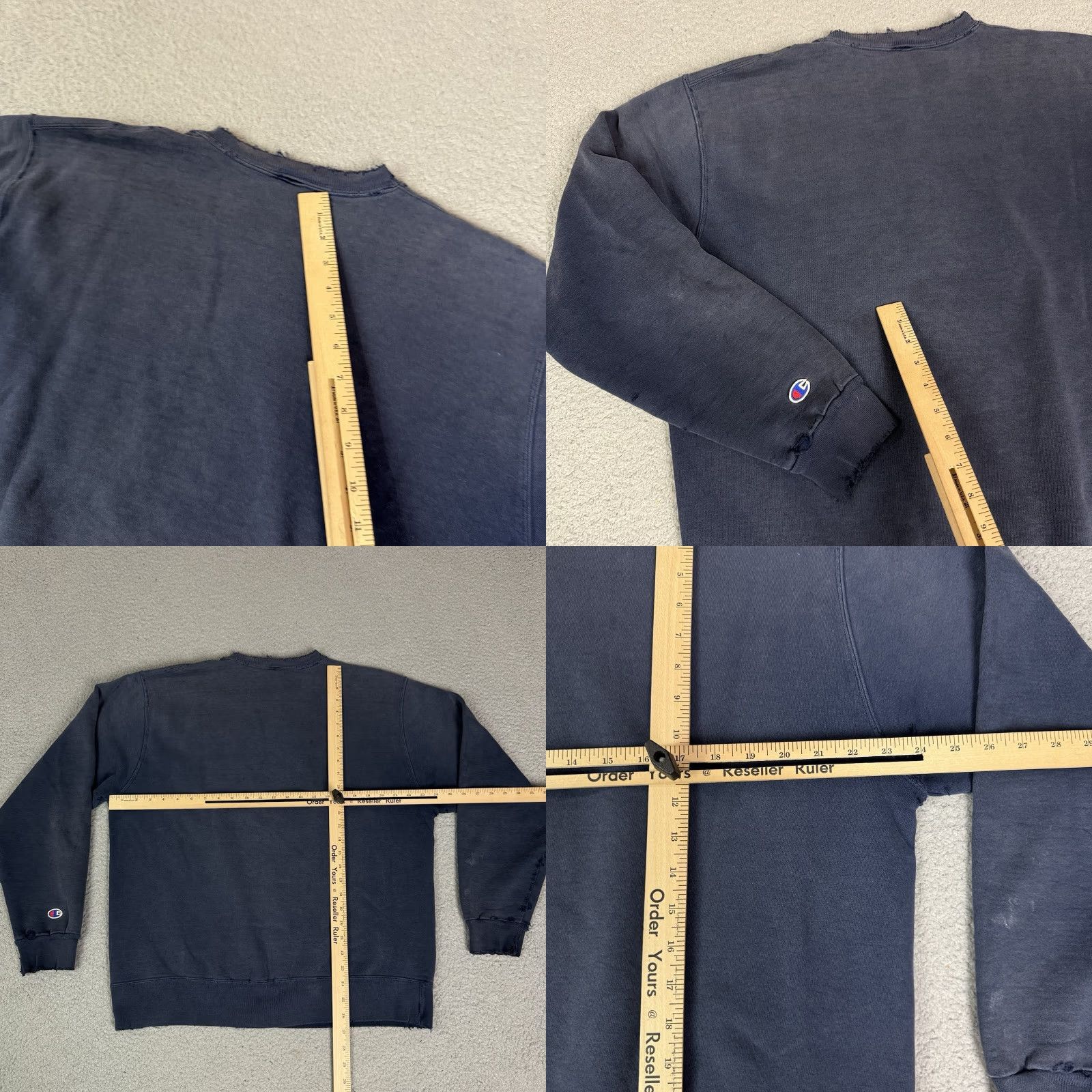 Champion VINTAGE Champion Sweatshirt Mens Large Blue Sun Faded Distressed Script Thrashed Size US L / EU 52-54 / 3 - 8 Thumbnail