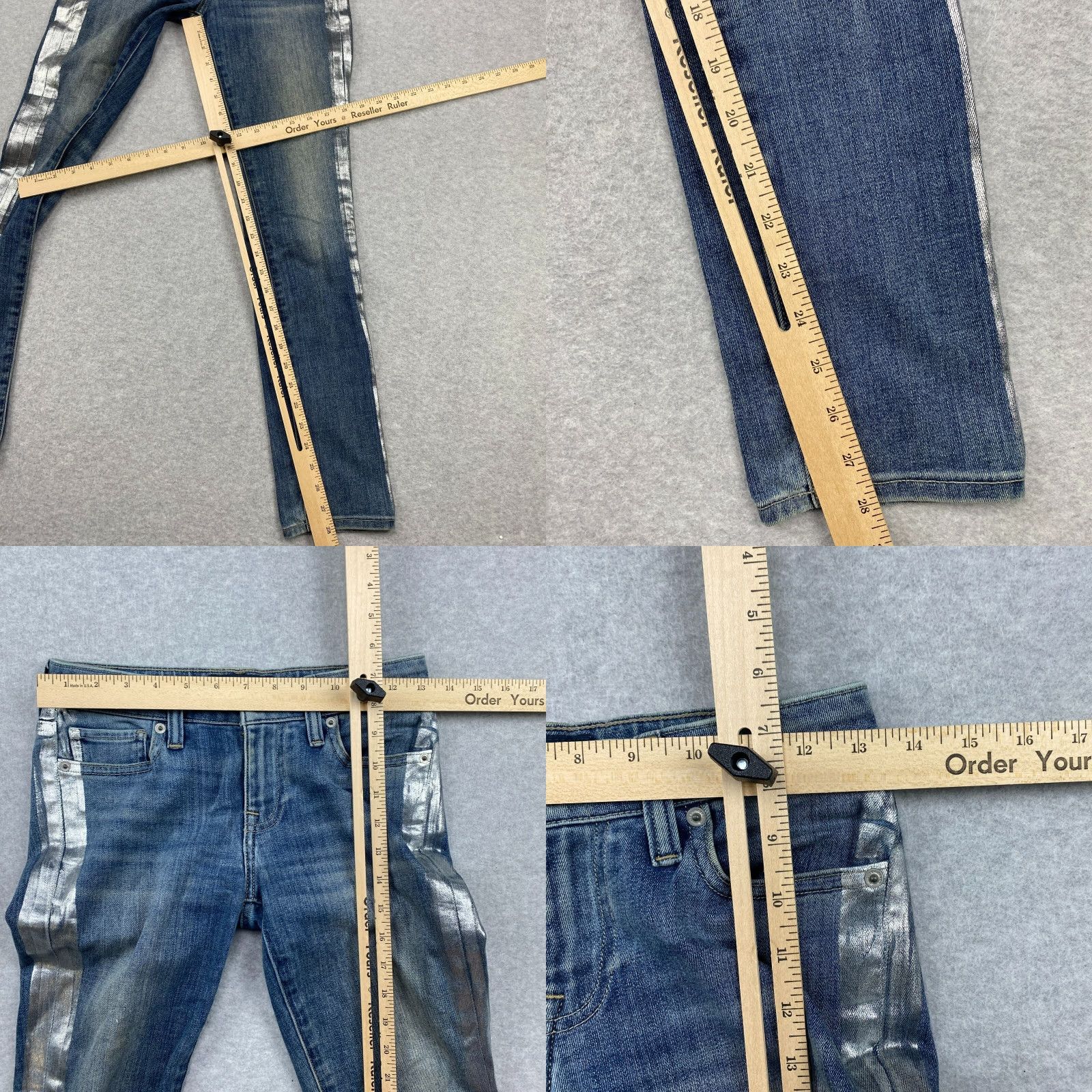 Lucky Brand Lucky Brand Lolita Skinny Jeans Womens 00 / 24 Blue Mid Rise Silver Side Stripe Denim 5-Pocket Stretch Distressed Modern Female Jeans Size 24" / US 00 / IT 34 - 8 Thumbnail