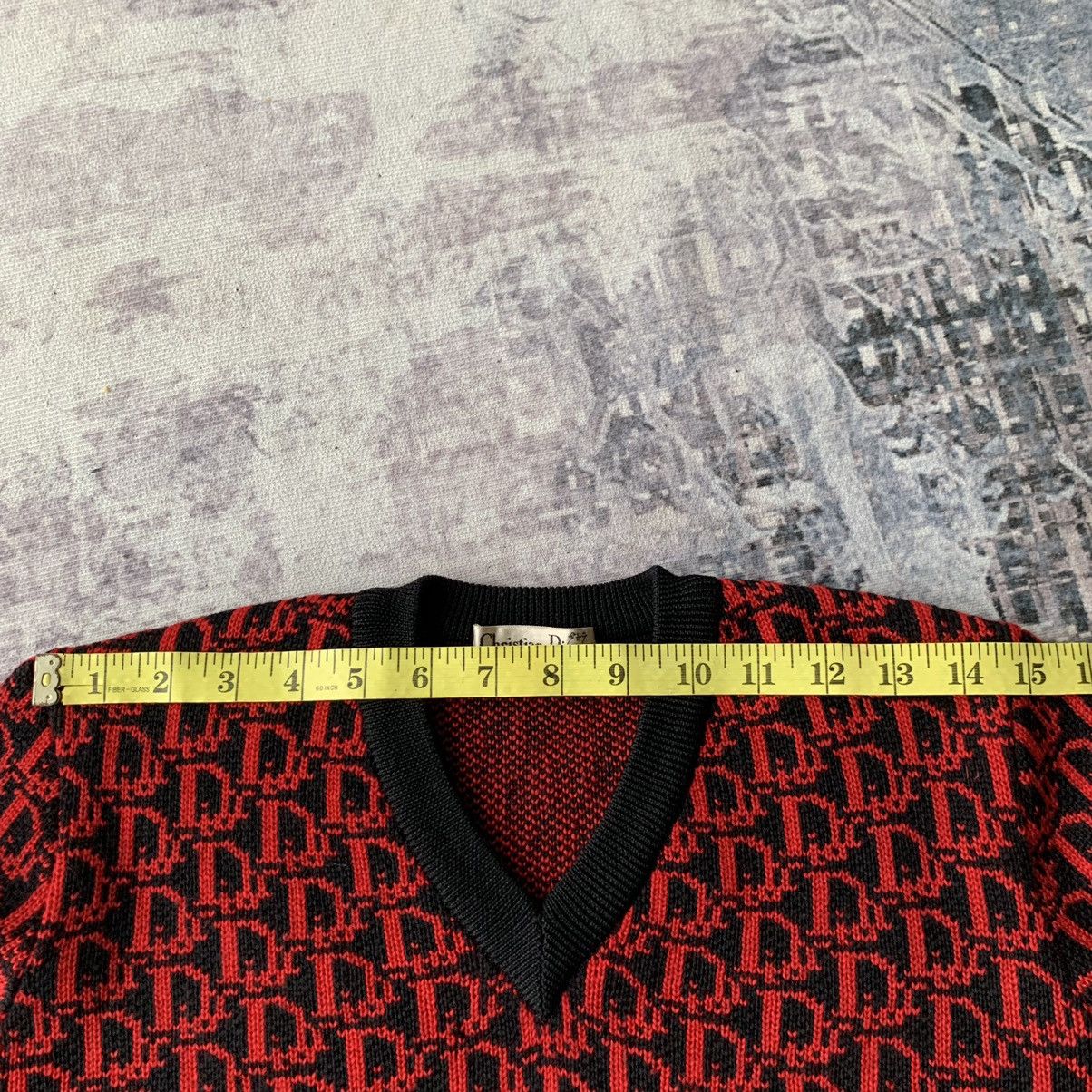 Dior × Vintage Vintage 90’s Dior Red Monogram Knit Size M / US 6-8 / IT 42-44 - 9 Thumbnail