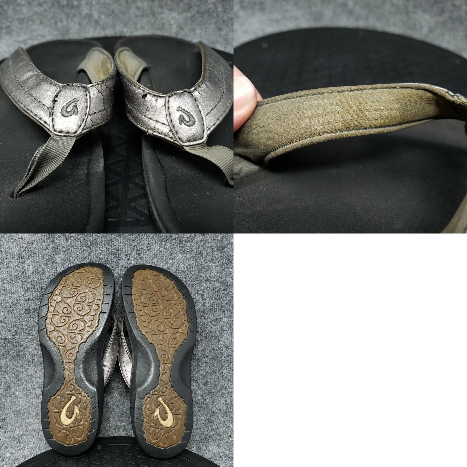 Olukai OluKai Ohana W Black Silver Flip Flops 20110-7348 US W8 EUR 48 Outsole Size US 8 / EU 41 - 9 Thumbnail