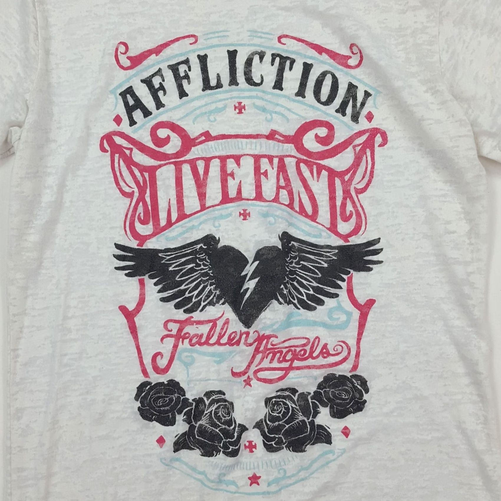 Affliction VINTAGE Affliction Angels Heart Wings Pink Women's XL Short Sleeve T Shirt Top 90s Y2K Grunge Retro Cotton Blend Size XL / US 12-14 / IT 48-50 - 3 Thumbnail
