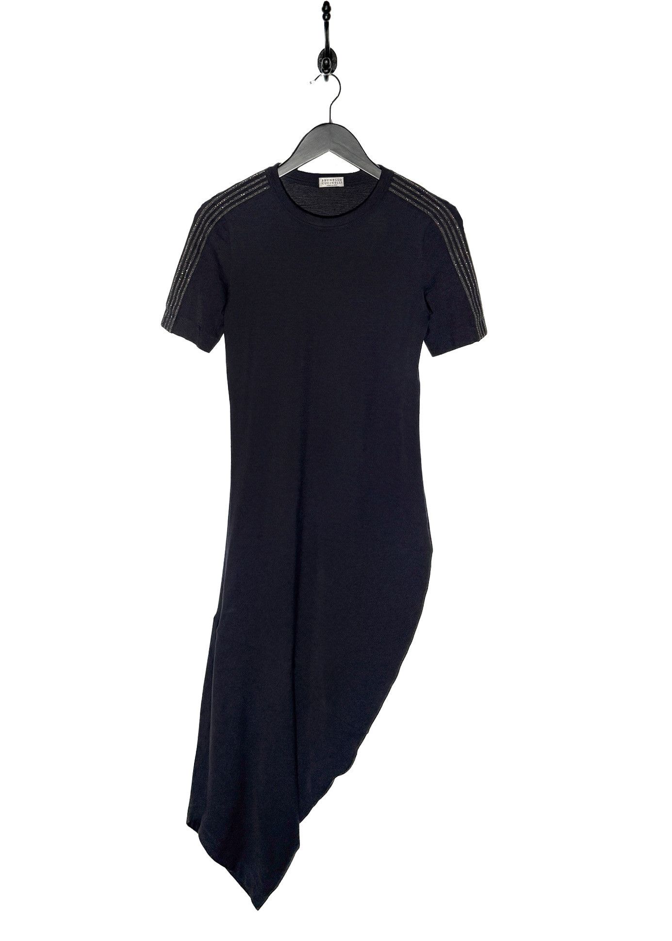 Brunello Cucinelli Navy Wool Monili Accent Midi Dress