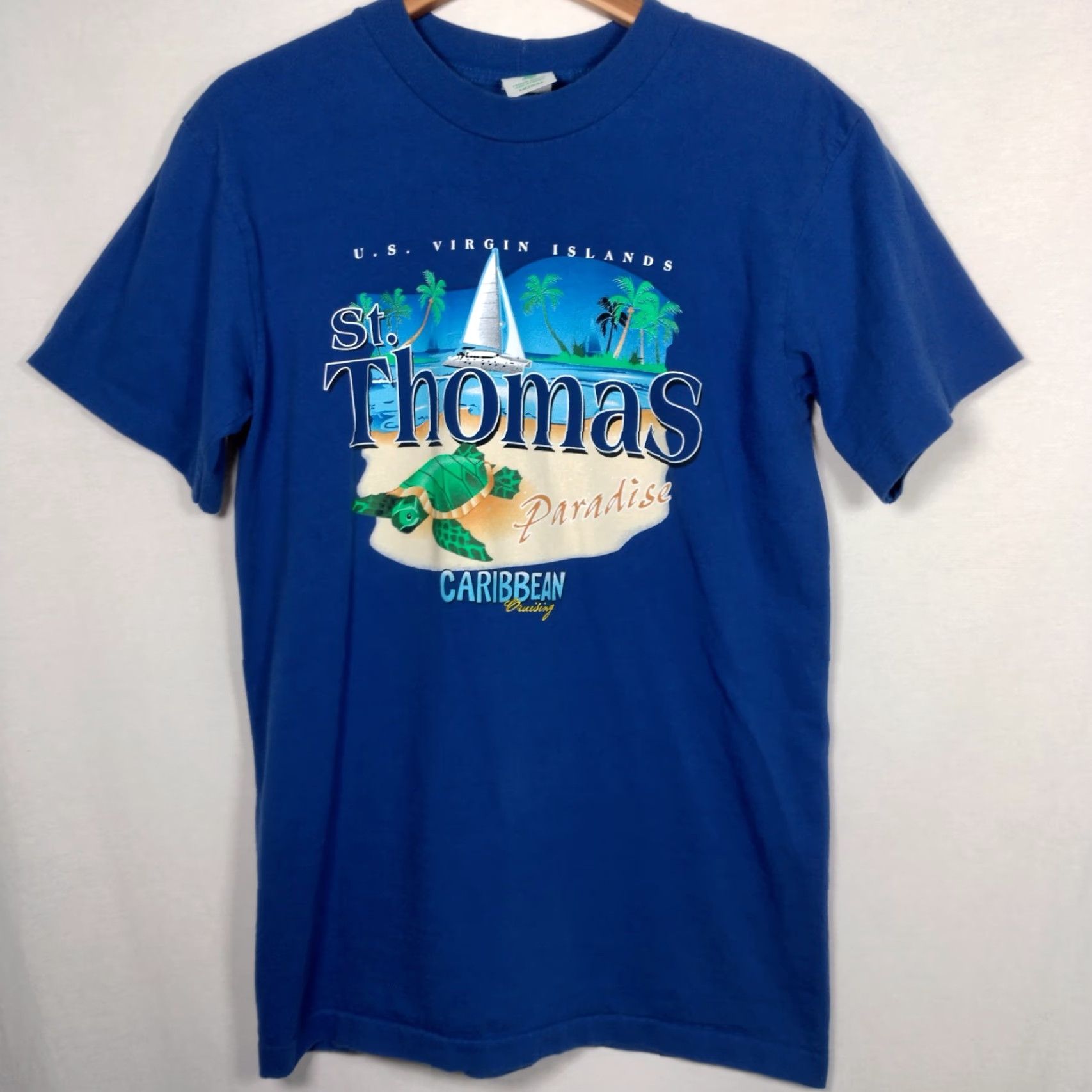 Vintage VINTAGE Galapago T-Shirt US Virgin Islands St. Thomas Blue Short Sleeve Crew Neck M Size US M / EU 48-50 / 2 - 2 Thumbnail