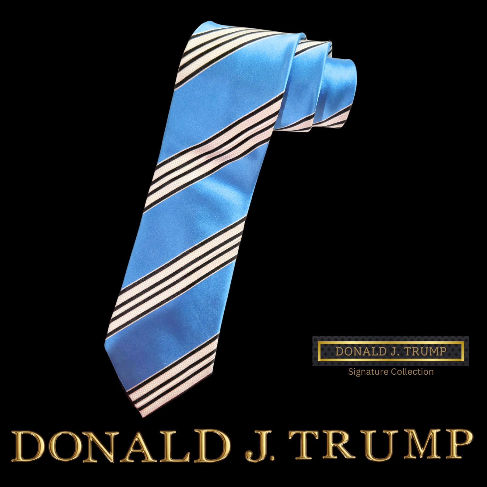 Designer Donald J. Trump Collection Necktie Turquoise Stripe NEW Size ONE SIZE - 1 Thumbnail