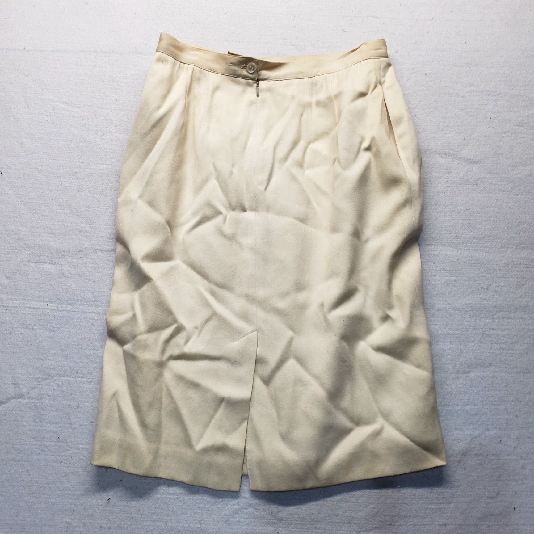 Liz Claiborne VINTAGE Liz Claiborne Yellow Pocket High Waist Wool Rayon Lined Skirt Women's 12 Size 34" / US 12 / IT 48 - 8 Thumbnail