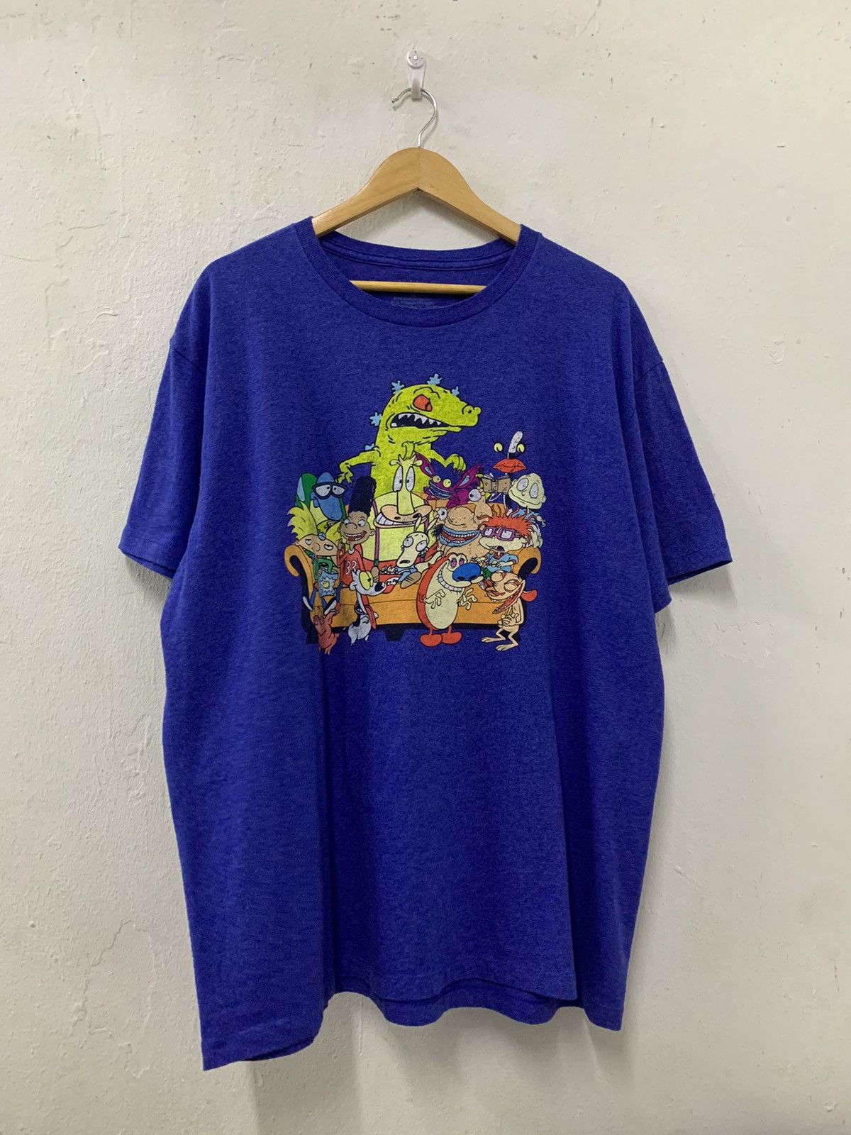 image of Nickelodeon Cartoon Characters T Shirt in Blue, Men's (Size XL)