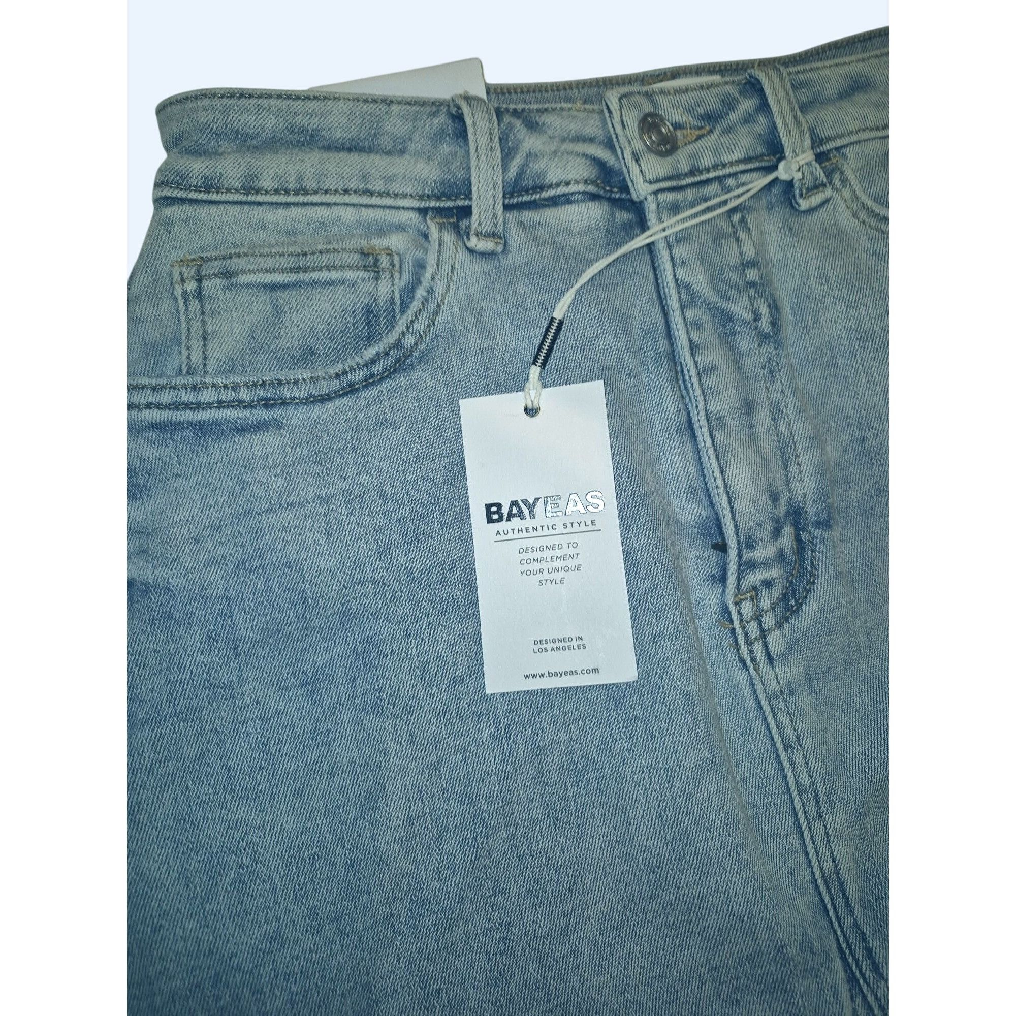 Other Bayeas Womens 6 Light Wash Denim Skirt Perfect Stretch Fraye Size 28" / US 6 / IT 42 - 6 Thumbnail