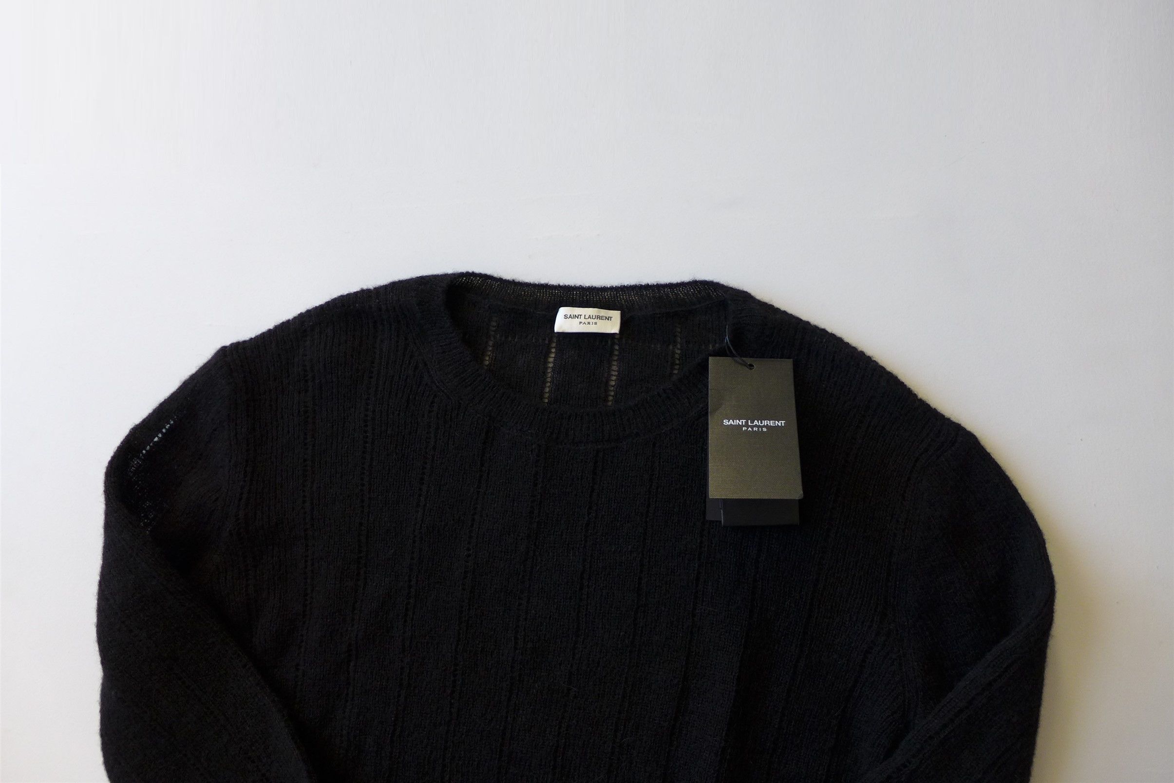 Saint Laurent Paris Saint Laurent Openwork Knit Sweater -- Black Alpaca Size US XL / EU 56 / 4 - 14 Thumbnail