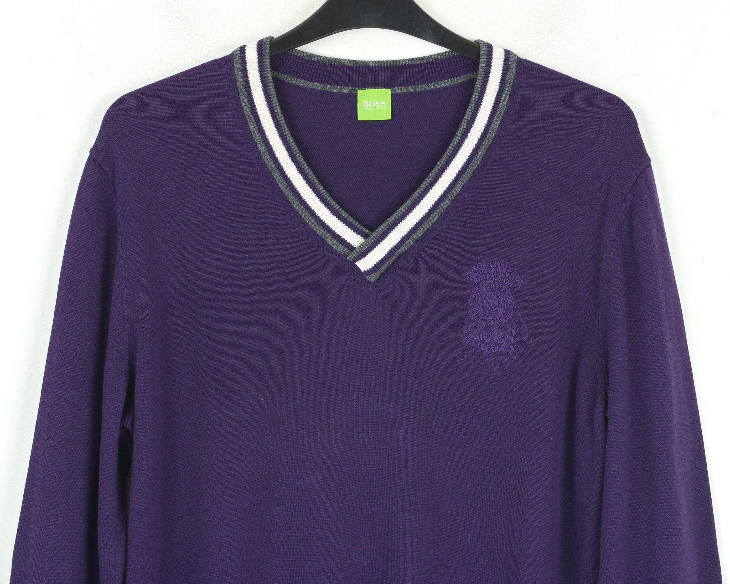 Hugo Green Label Cotton Sweater Jumper V-Neck Pullover Tight Knit Size US L / EU 52-54 / 3 - 2 Thumbnail