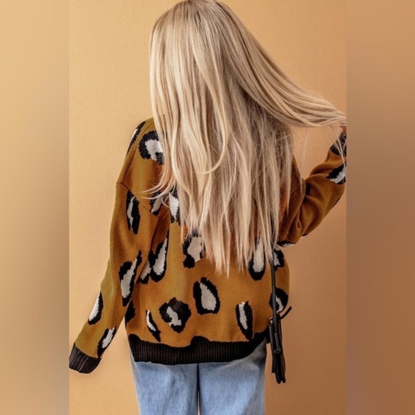 Designer Leopard Print Cardigan Sweater NWT​​​​​​​​ Size L / US 10 / IT 46 - 3 Thumbnail