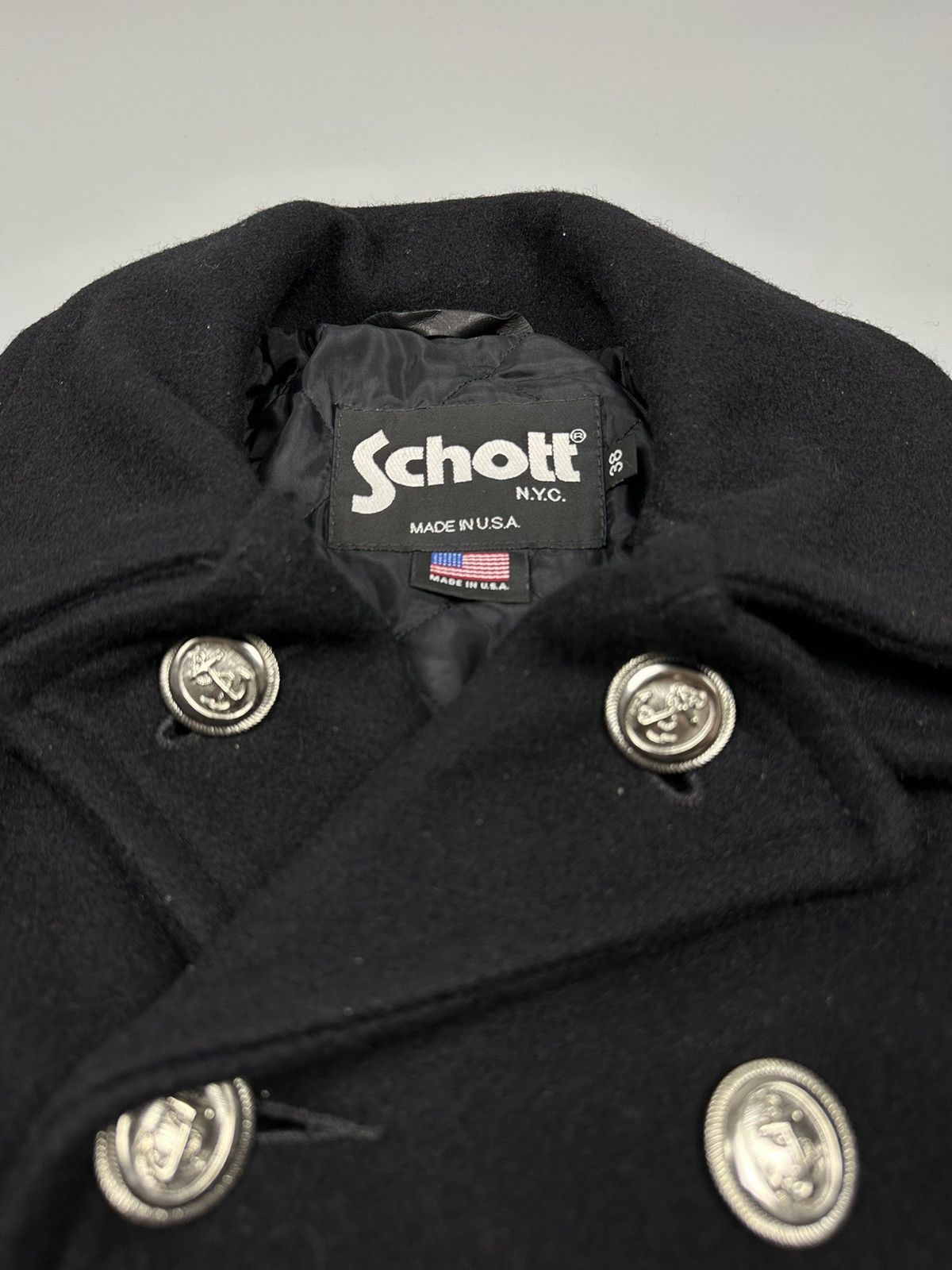 Designer × Schott Schott NYC USA Double Collar Wool Coat Size US M / EU 48-50 / 2 - 7 Thumbnail