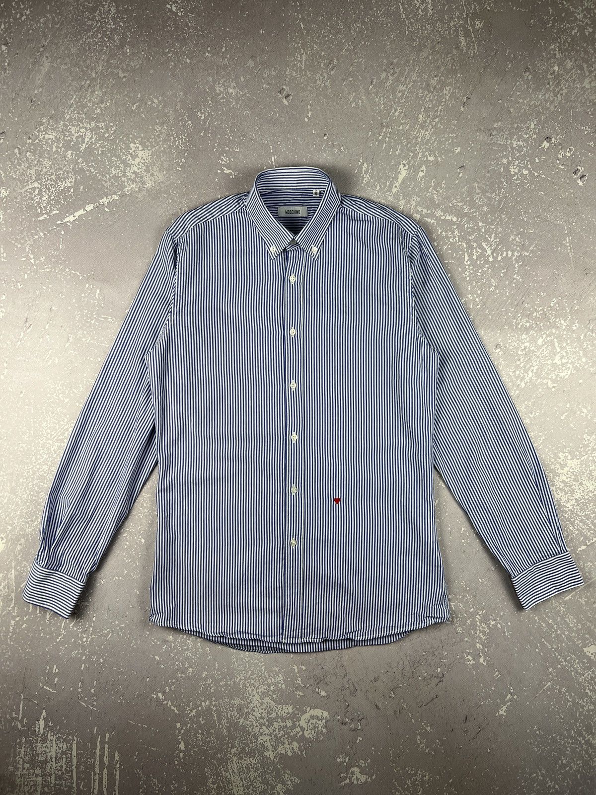 Moschino Vintage Moschino Mini Heart LS Cotton Striped Shirt Size US S / EU 44-46 / 1 - 1 Thumbnail