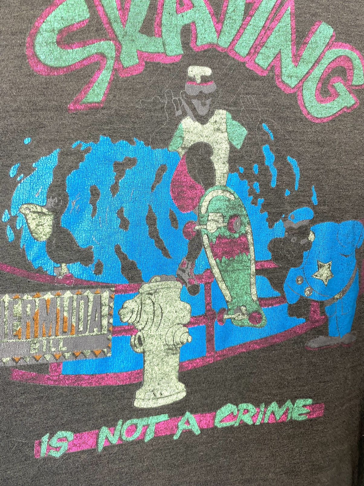 Japanese Brand 80’s Vintage Skating Is Not A Crime T Shirt Size US XL / EU 56 / 4 - 8 Thumbnail