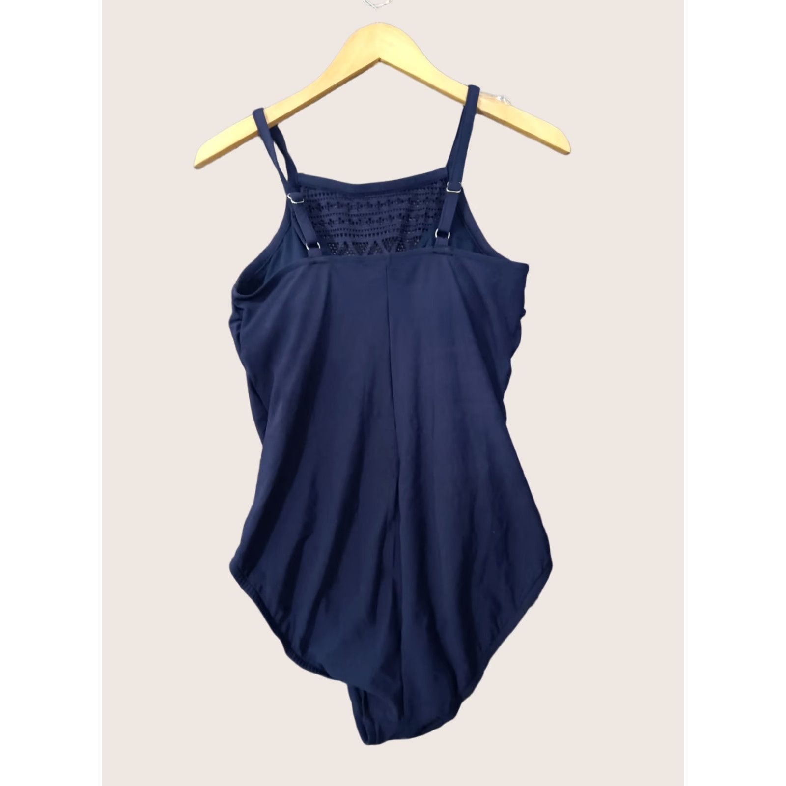 AQUA Aqua Green Women's One Piece Swimsuit Navy L Crochet High Neck UPF 50+ Figure Flattering Beach Size ONE SIZE - 1 Thumbnail