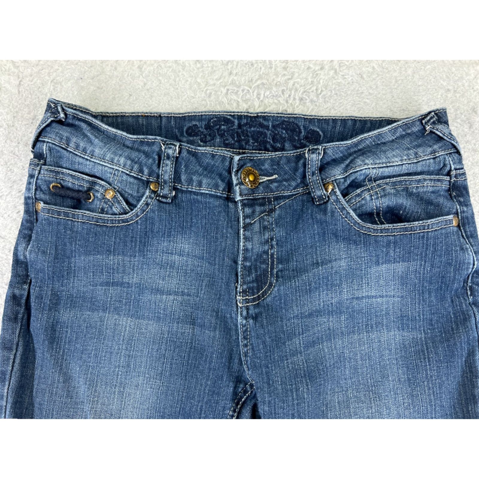 Vintage Wax Jeans Women's Jeans Bootcut Denim 27x30 Blue Cotton Blend Stretch 11 Regular Low Rise 5-Pocket Logo Button Embroidered Vintage No N/A Size 32" / US 10 / IT 46 - 4 Thumbnail