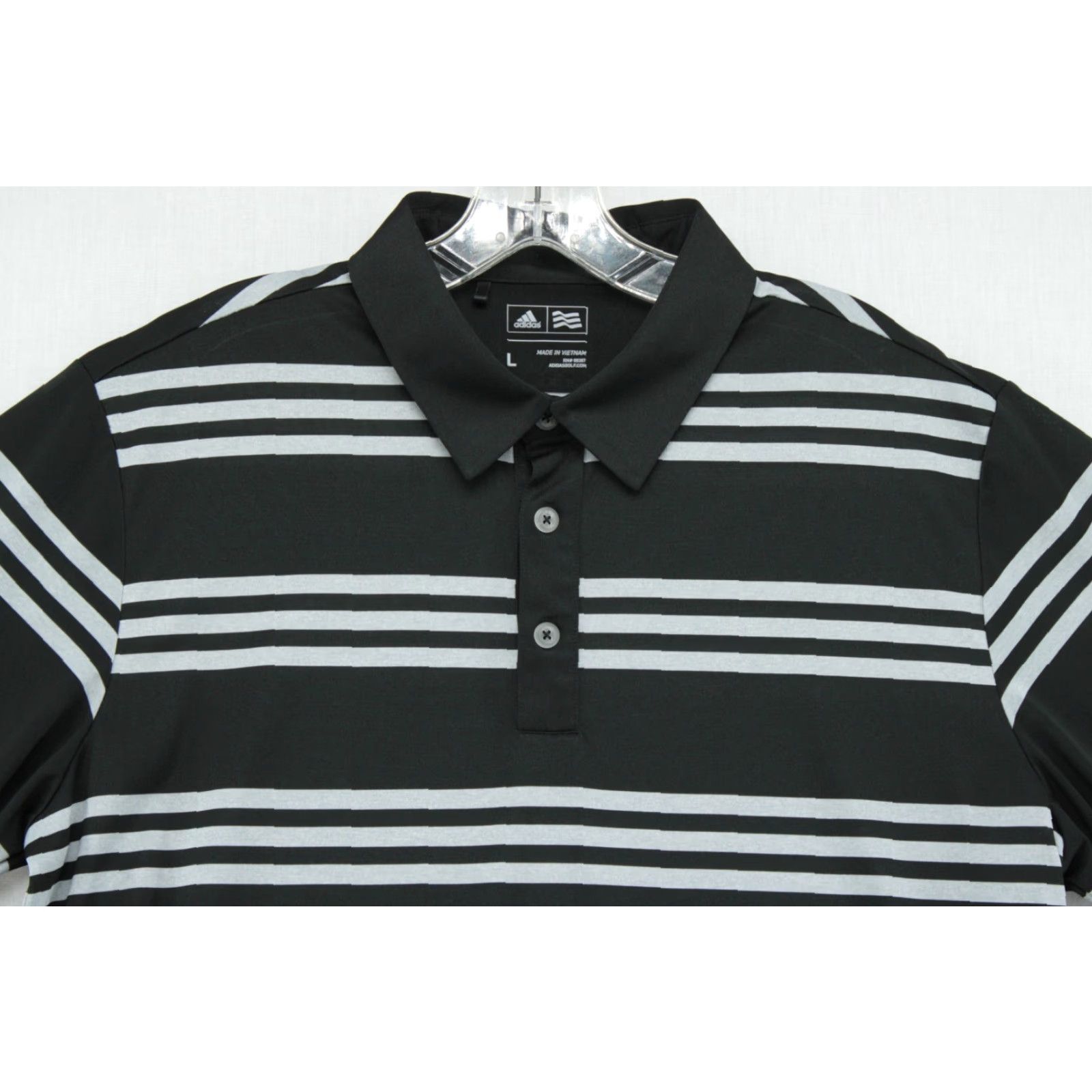 Adidas Adidas Polo Shirt Men's Large Black Striped Short Sleeve Retro Golf Preppy Size US L / EU 52-54 / 3 - 2 Thumbnail
