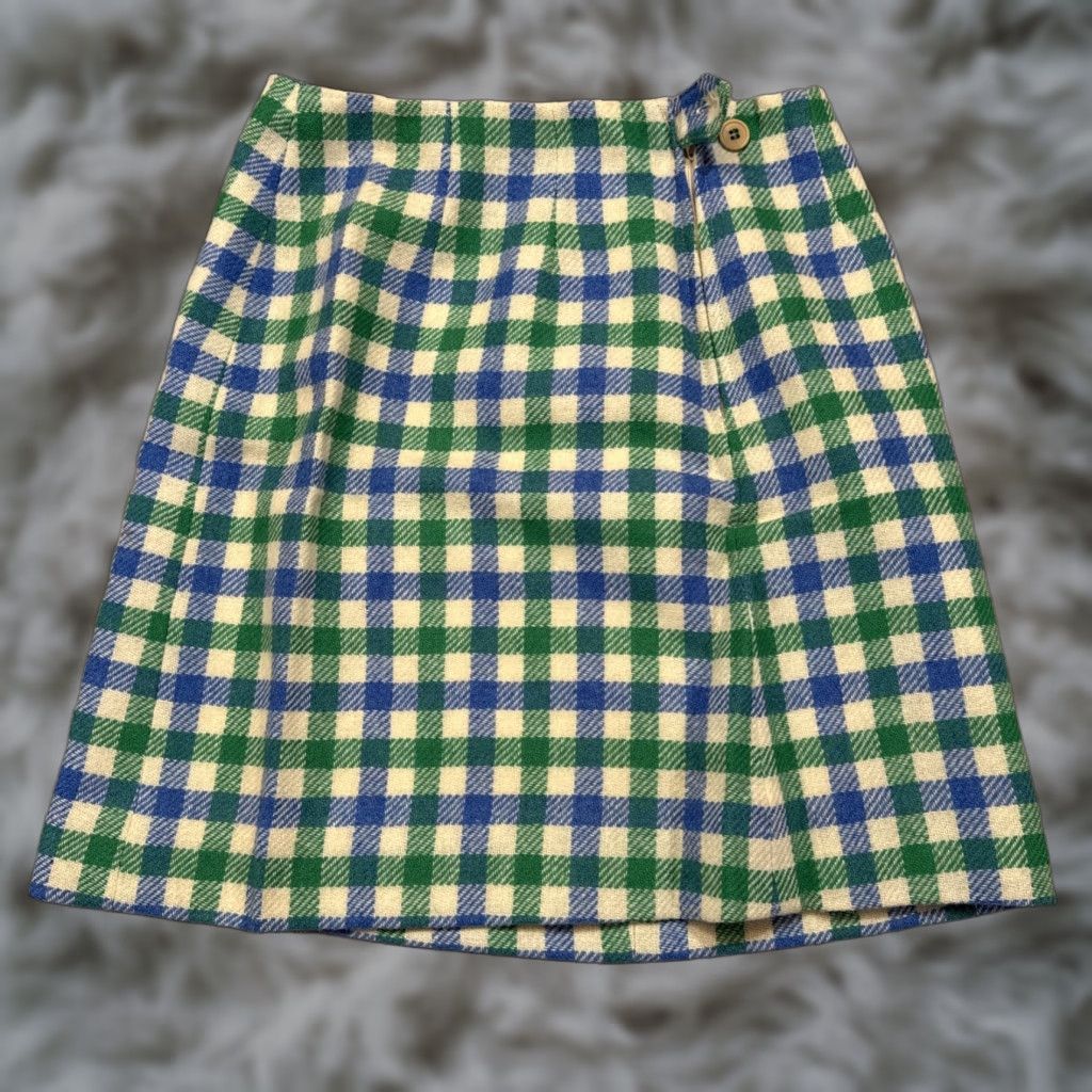 Vintage VINTAGE DEANS Of Scotland Wool Plaid Skirt Womens Size 12 Green Blue Tweed Pleated Short Lined Fall Winter Shetland Size 34" / US 12 / IT 48 - 1 Thumbnail