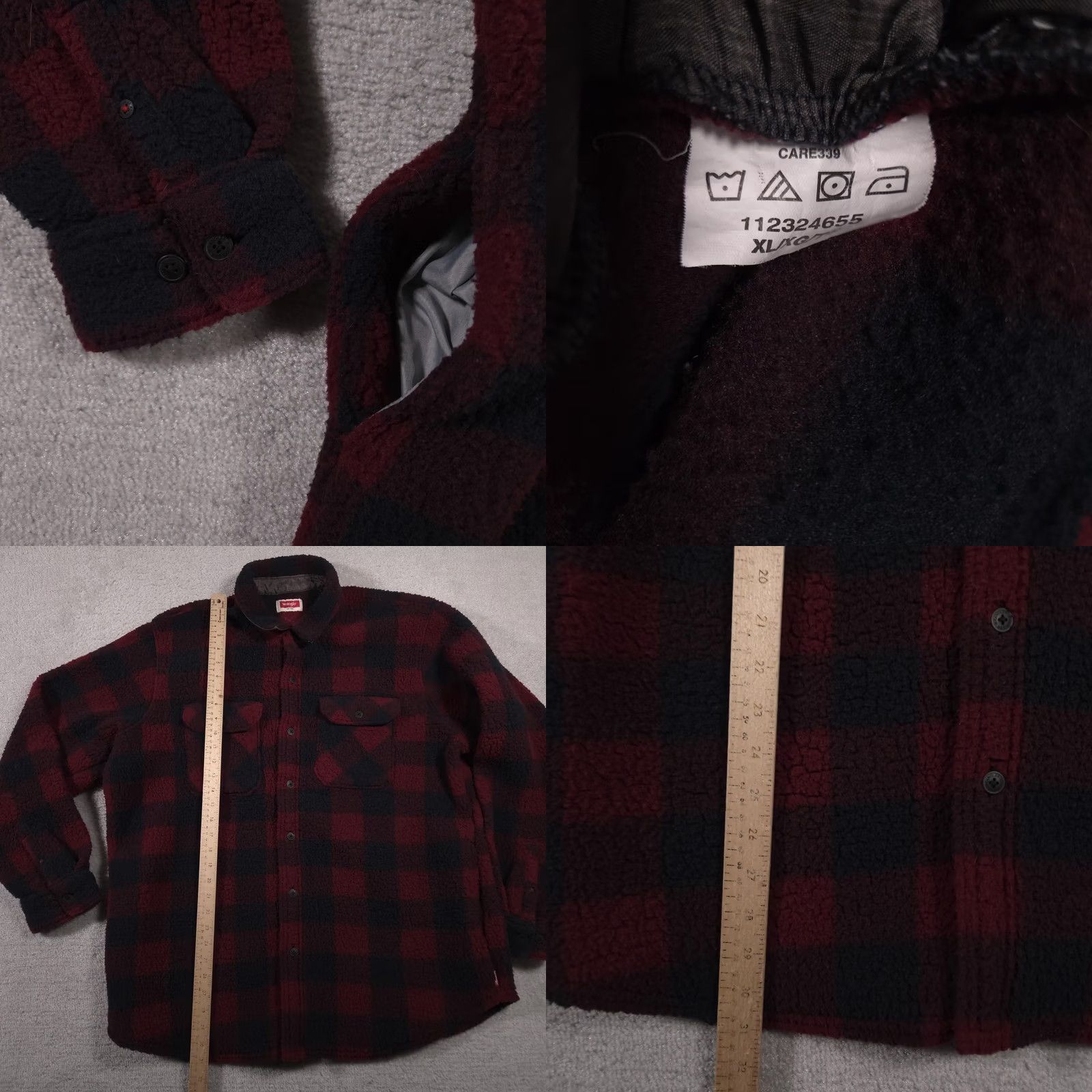 Wrangler VINTAGE Wrangler Jacket Mens XL Red Black Buffalo Plaid Fleece Sherpa Shacket Size US XL / EU 56 / 4 - 8 Thumbnail