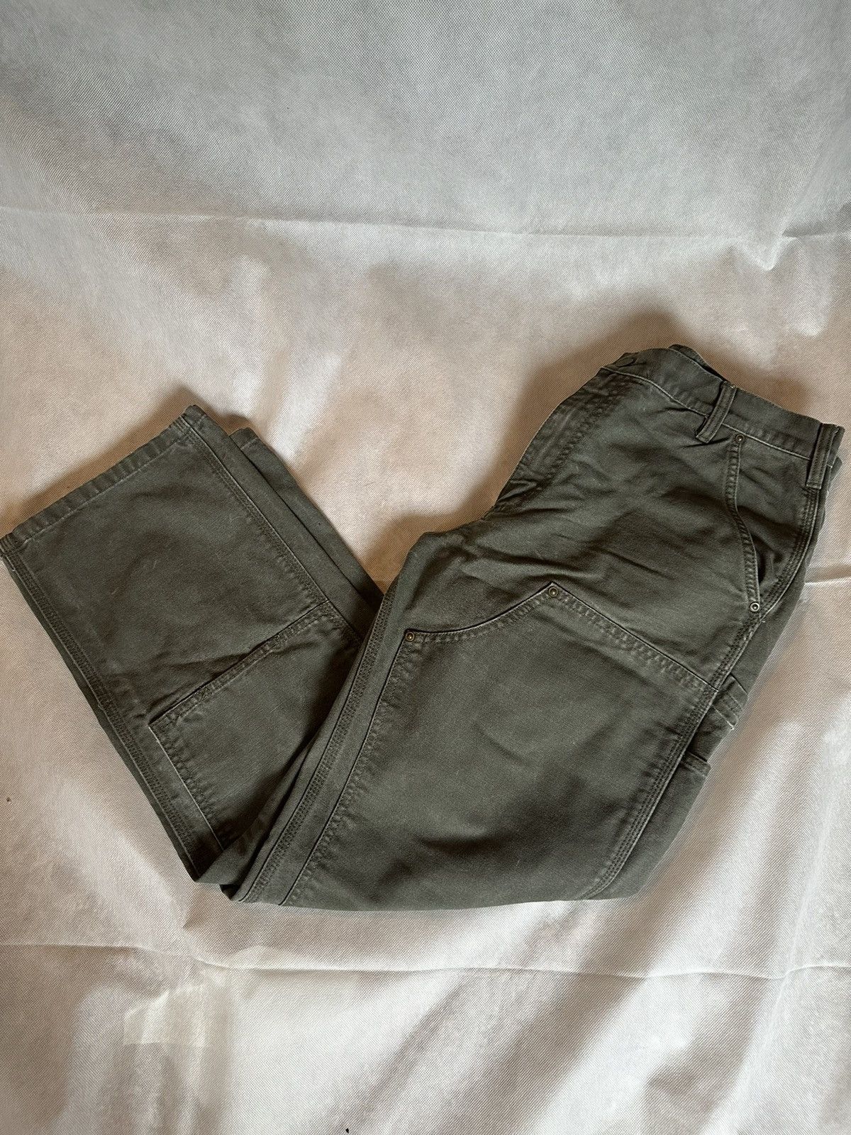 image of Baggy Moss Green Carhartt Double Knee Pant B136, Men's (Size 34)