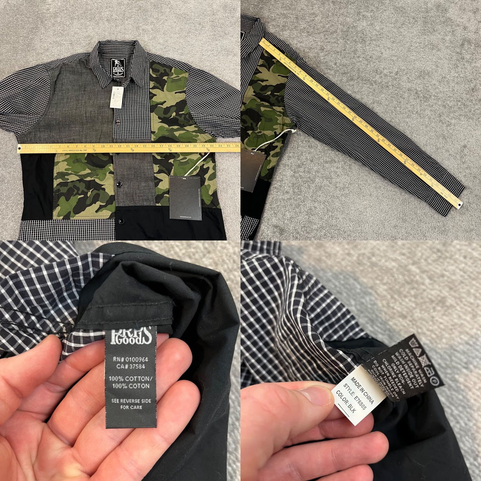 Prps PRPS Button-Up Shirt Men's XL Patchwork Camo Black Plaid Long Sleeve Multicolor Casual Size US XL / EU 56 / 4 - 8 Thumbnail